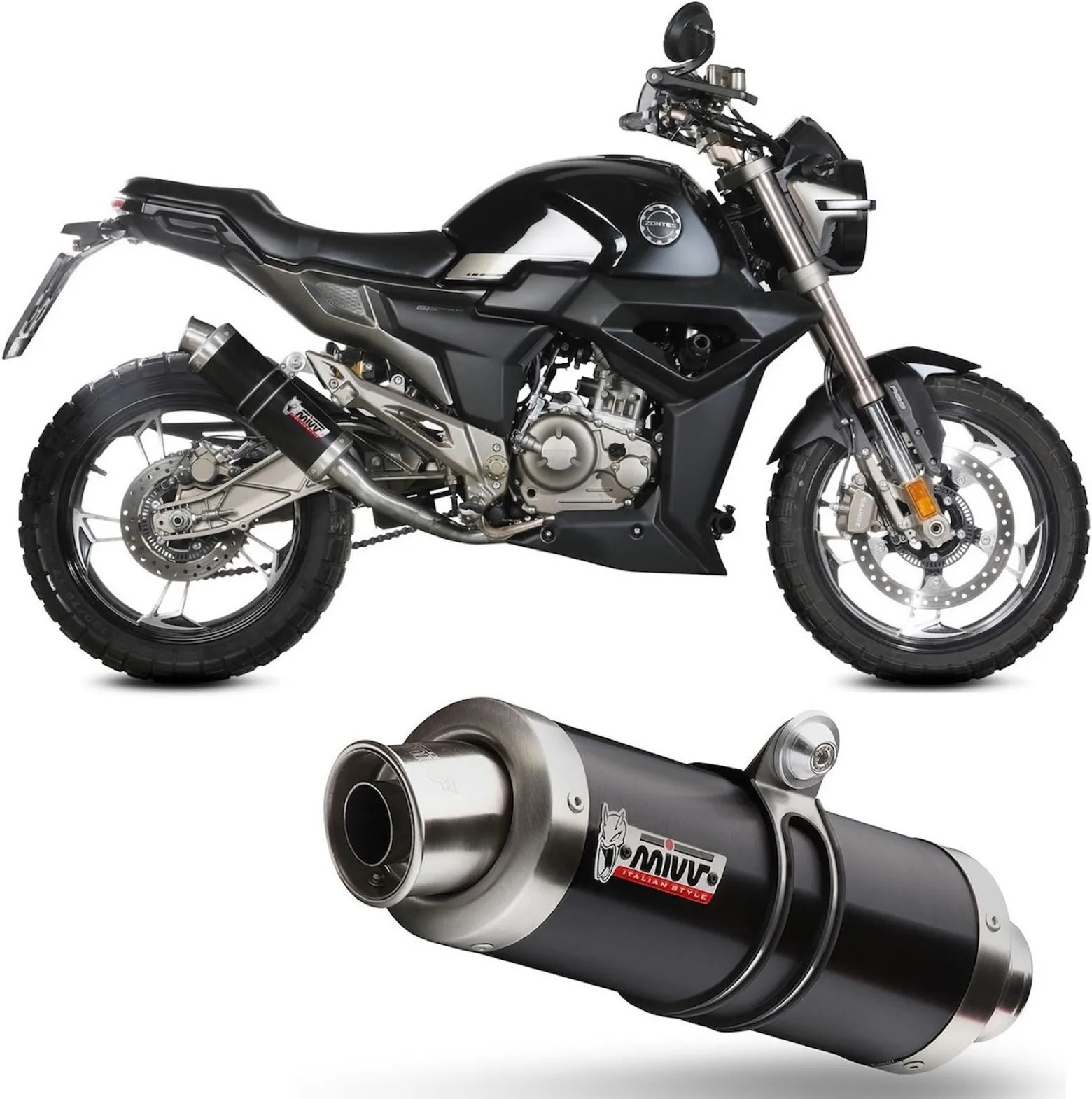Système D'Échappement Complet Avec Catalyseur Et Homologation Acoustique Gp Acier Noir - Mivv Compatible Avec Zontes Zt 125 G1 (2021-2024)