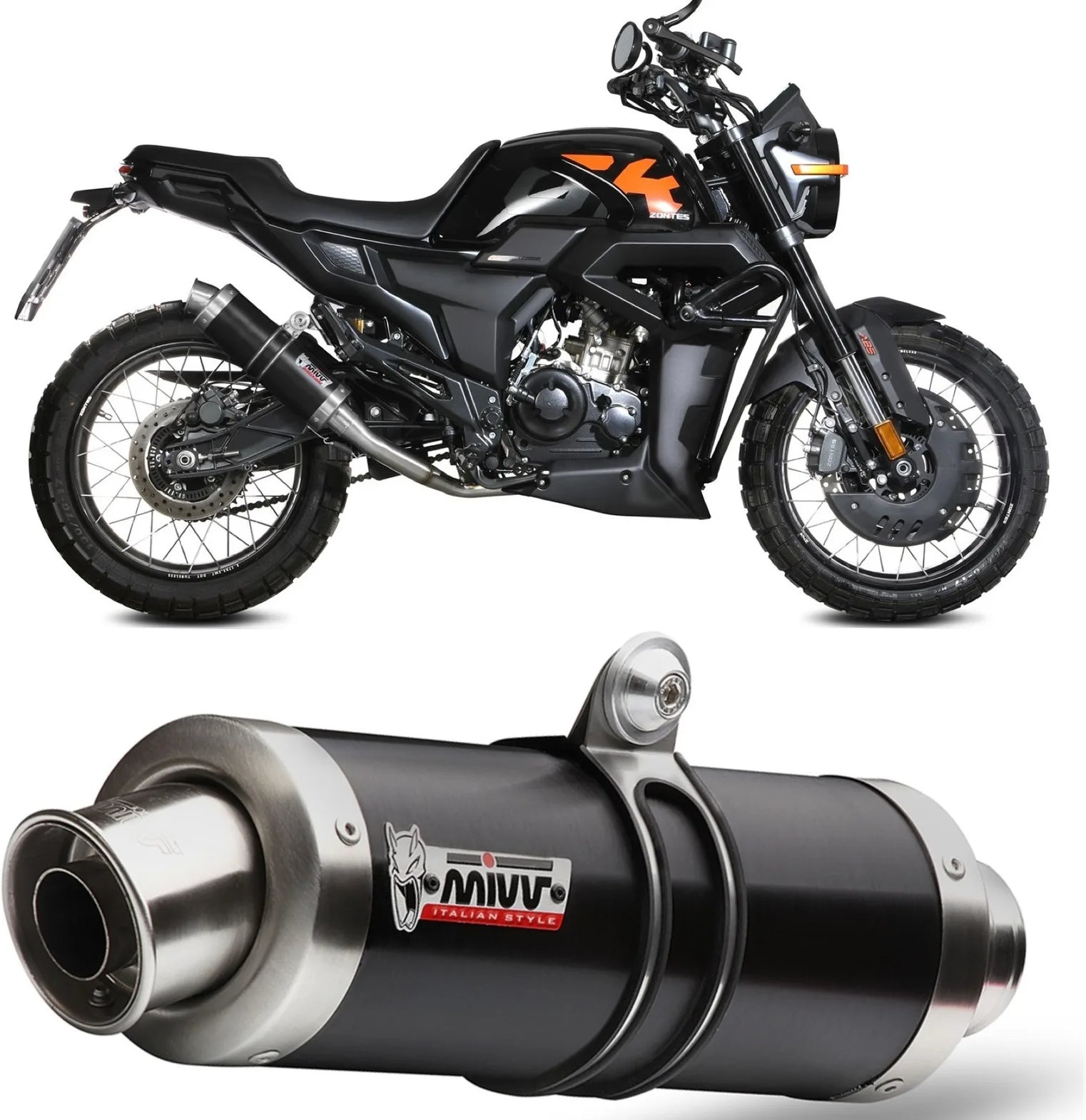 Système D'Échappement Complet Avec Catalyseur Et Homologation Acoustique Gp Acier Noir - Mivv Compatible Avec Zontes Zt 125 Gk (2021-2024)