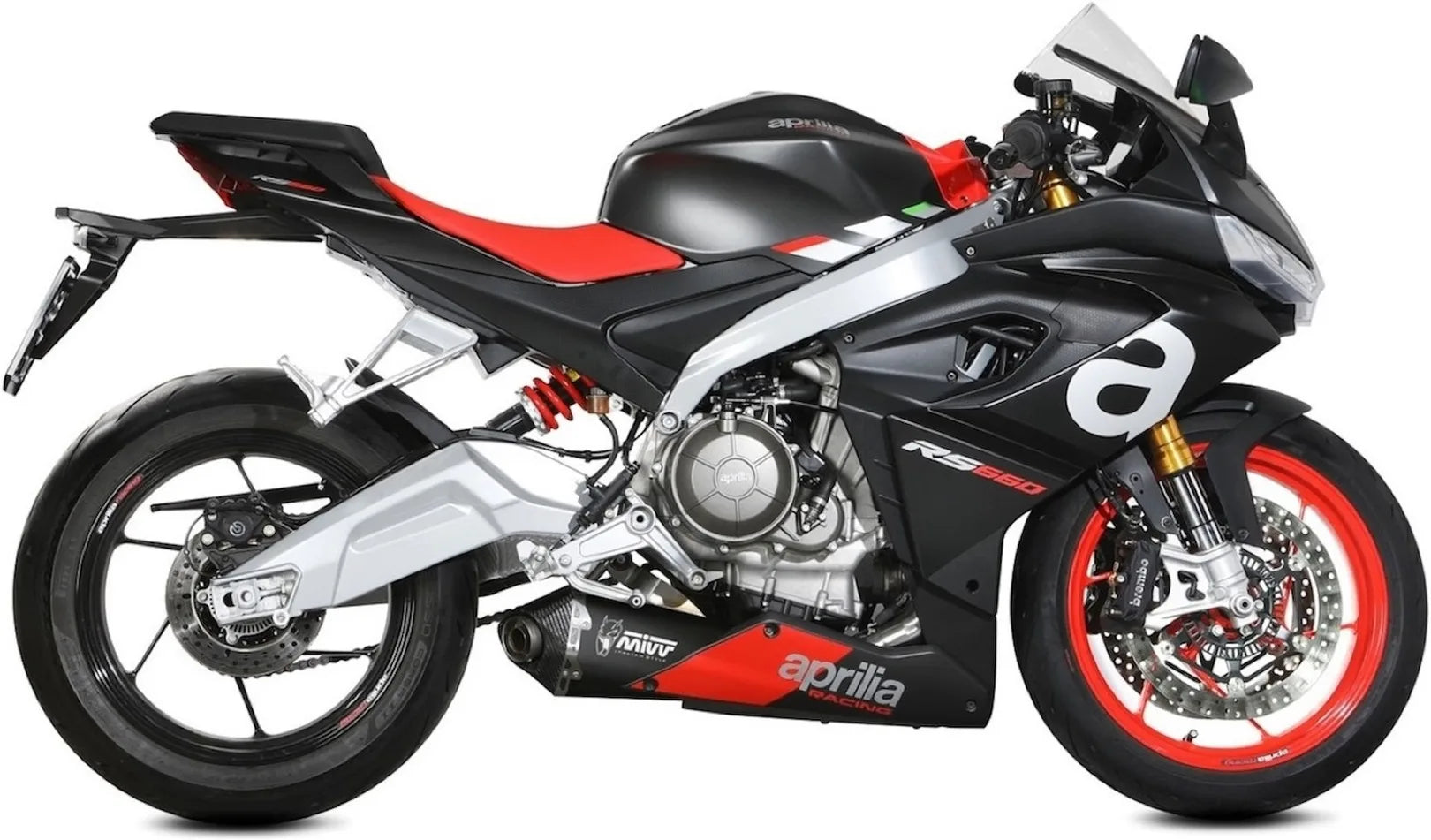 Système D'Échappement Complet Non Catalysé Et Sans Homologation Acoustique Delta Race Acier Noir Carbon - Mivv Compatible Avec Aprilia Rs 660 (2020-2024)
