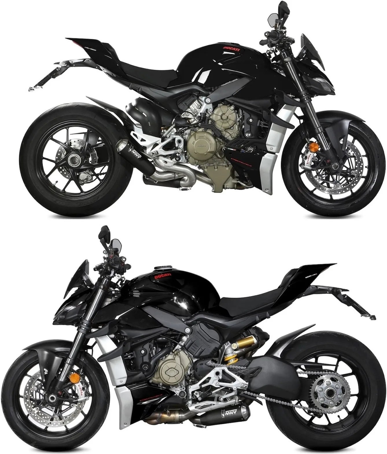 Double Sortie D'Échappement Non Catalysée Et Sans Homologation Acoustique X-M1 Acier Noir - Mivv Compatible Avec Ducati Streetfighter V4 (2020-2022)