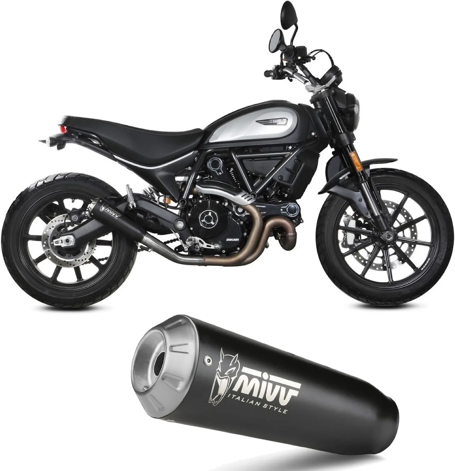 Système D'Échappement Non Catalysé Et Sans Homologation Acoustique X-M1 Acier Noir - Mivv Compatible Avec Ducati Scrambler 800 Icon (2021-2022)