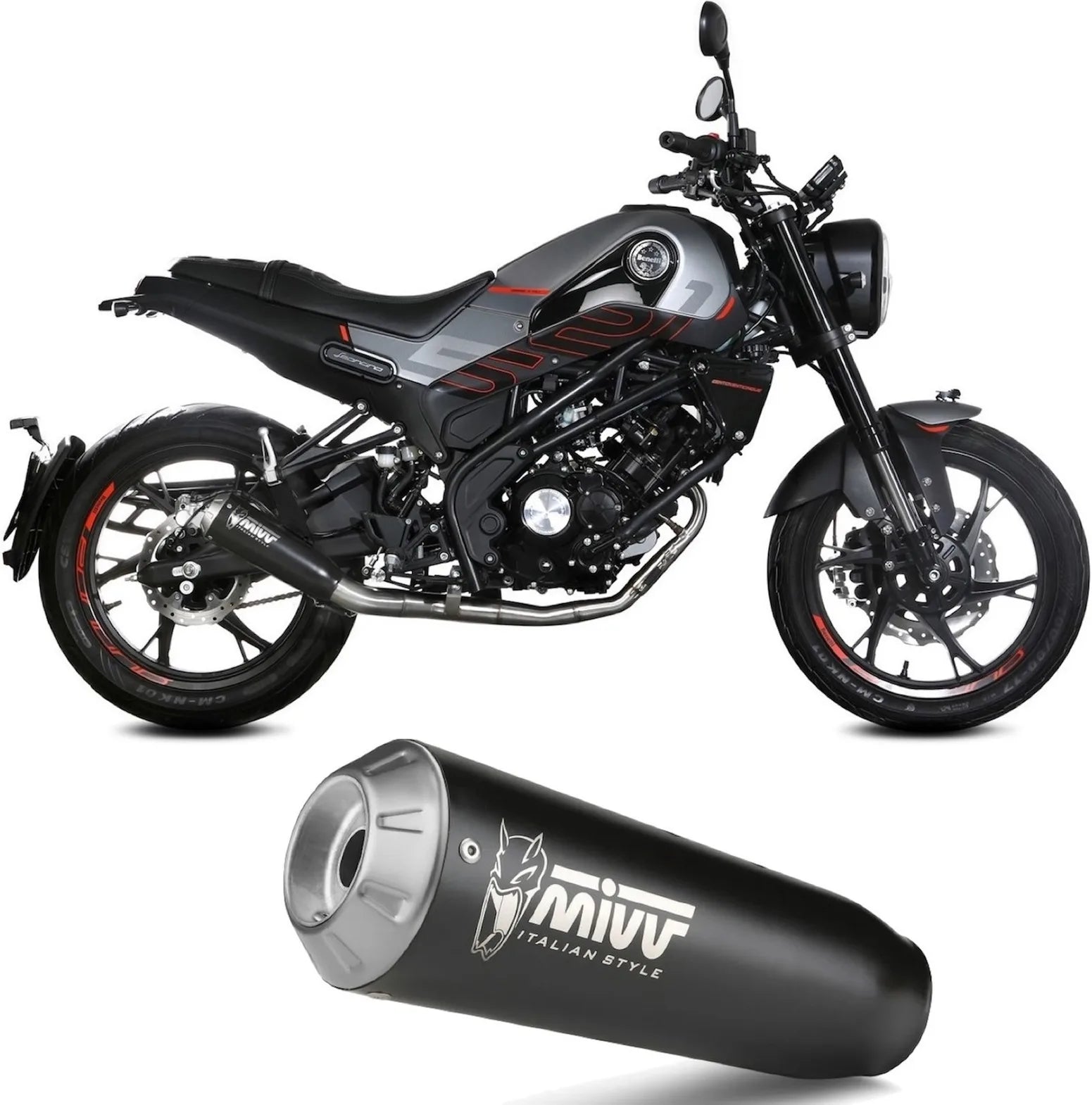 Système D'Échappement Complet Non Catalysé Et Sans Homologation Acoustique X-M1 Acier Noir - Mivv Compatible Avec Benelli Leoncino 125 (2022-2024)