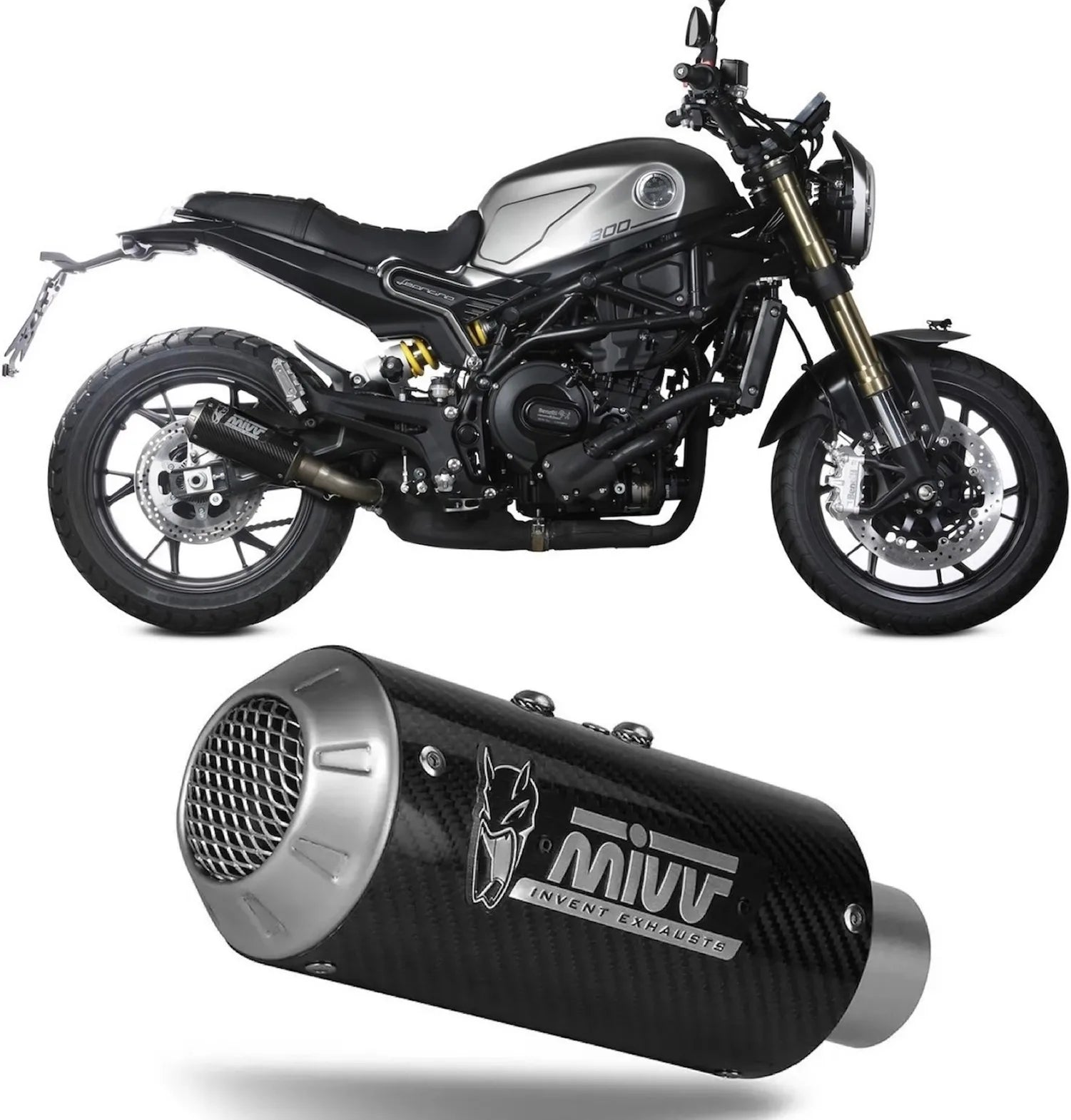 Système D'Échappement Non Catalysé Et Sans Homologation Acoustique Mk3 Carbon - Mivv Compatible Avec Benelli Leoncino 800 (2022-2024)