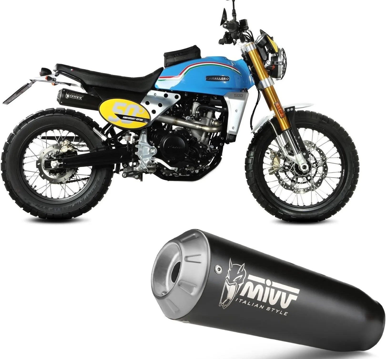 Système D'Échappement Complet Non Catalysé Et Sans Homologation Acoustique X-M1 Acier Noir - Mivv Compatible Avec Fantic Motor Caballero 500 (2021-2024)