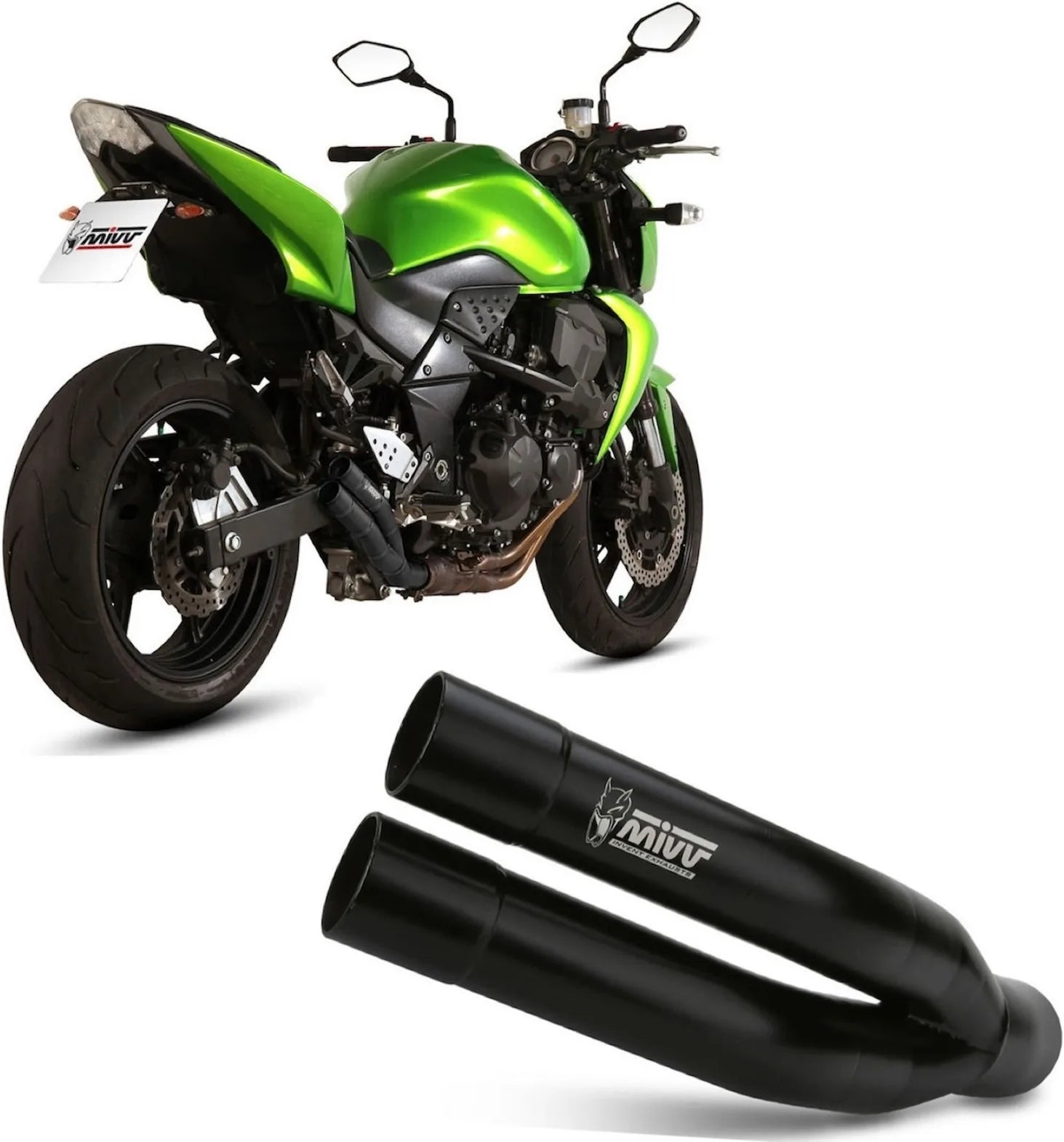 Système D'Échappement Non Catalysé Et Sans Homologation Acoustique Double Gun Acier Noir - Mivv Compatible Avec Kawasaki Z 750 (2007-2014)