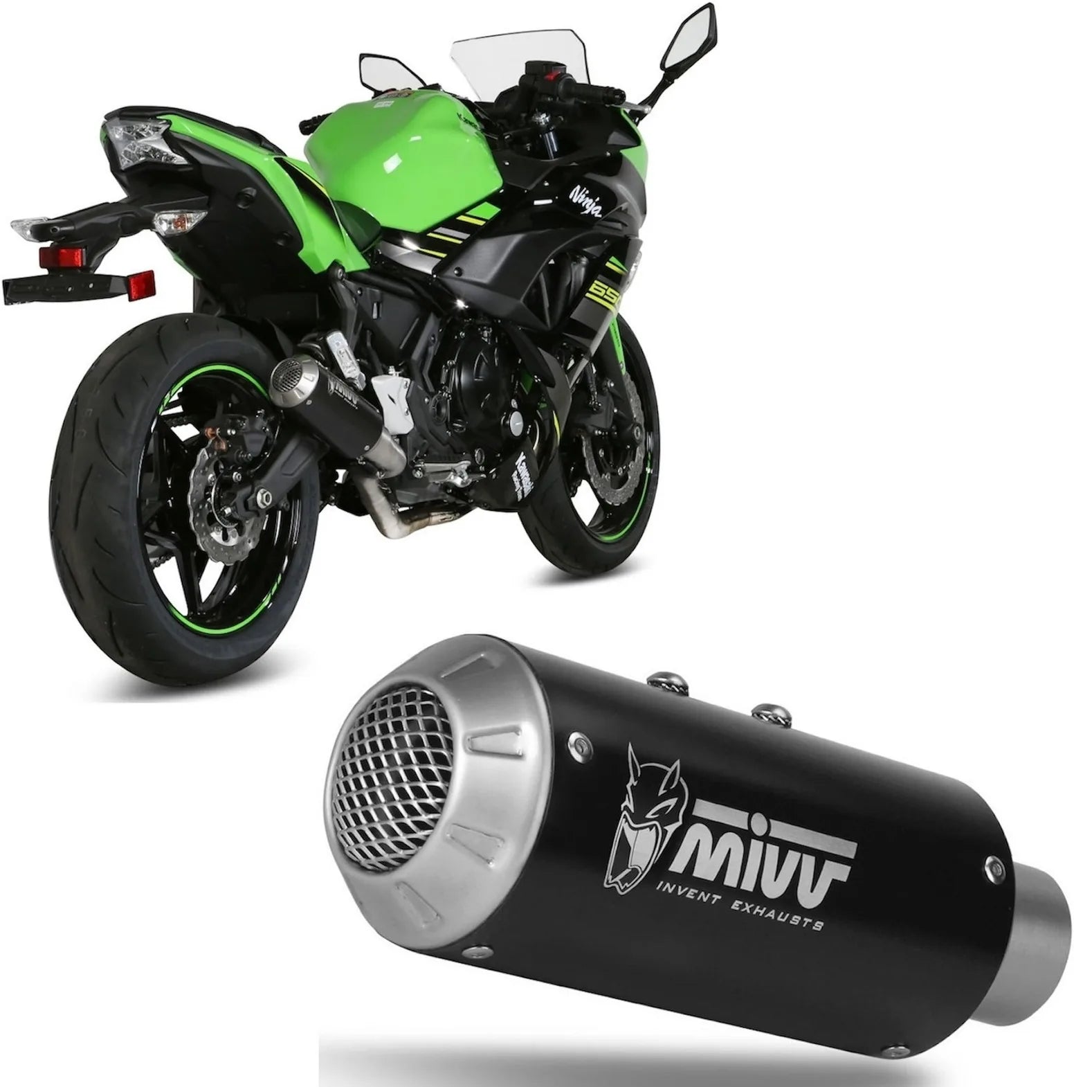 Système D'Échappement Complet Non Catalysé Et Sans Homologation Acoustique Mk3 Acier Noir - Mivv Compatible Avec Kawasaki Z 650 (2017-2023)