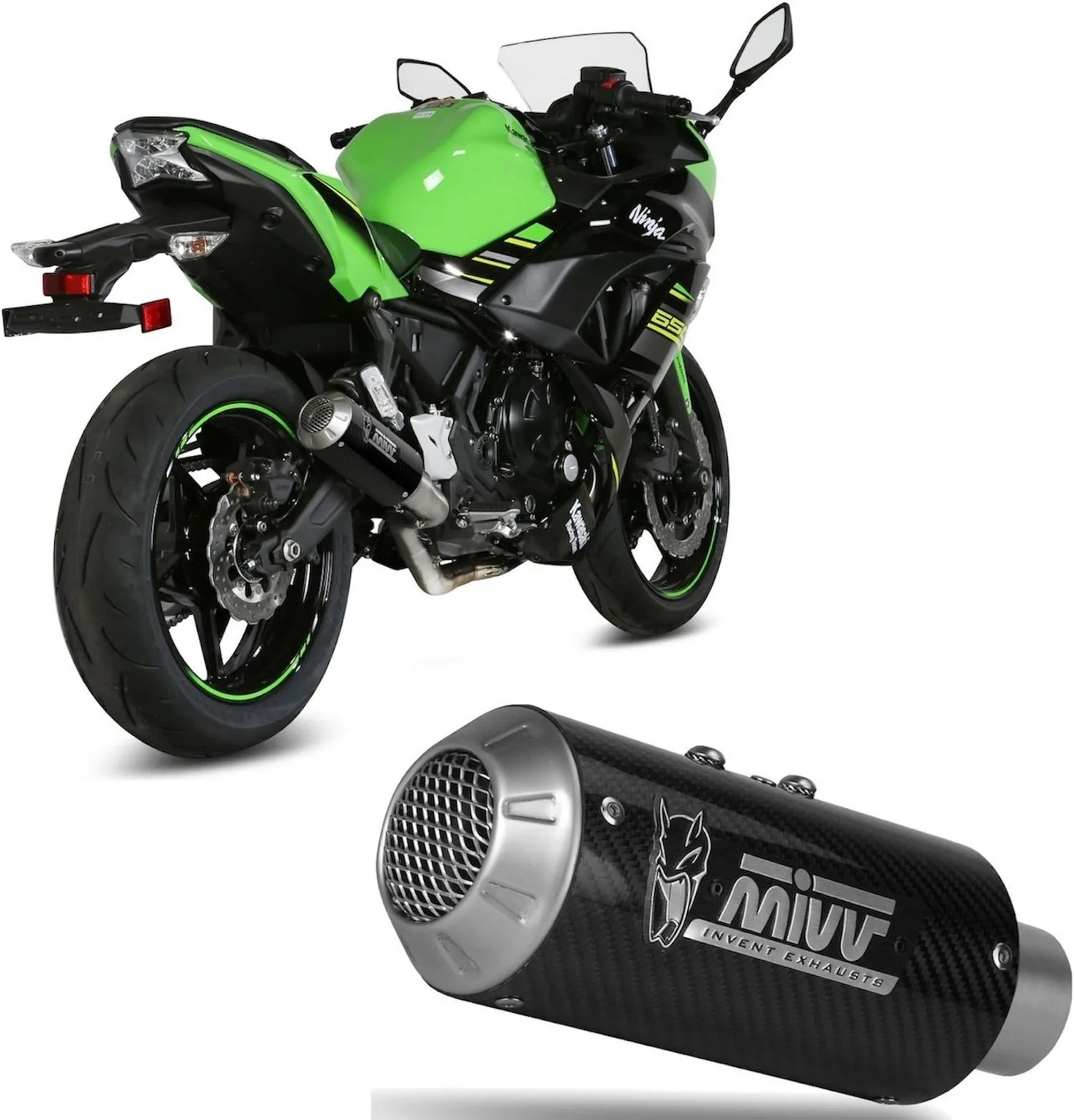 Système D'Échappement Complet Non Catalysé Et Sans Homologation Acoustique Mk3 Carbon - Mivv Compatible Avec Kawasaki Ninja 650 (2017-2023)
