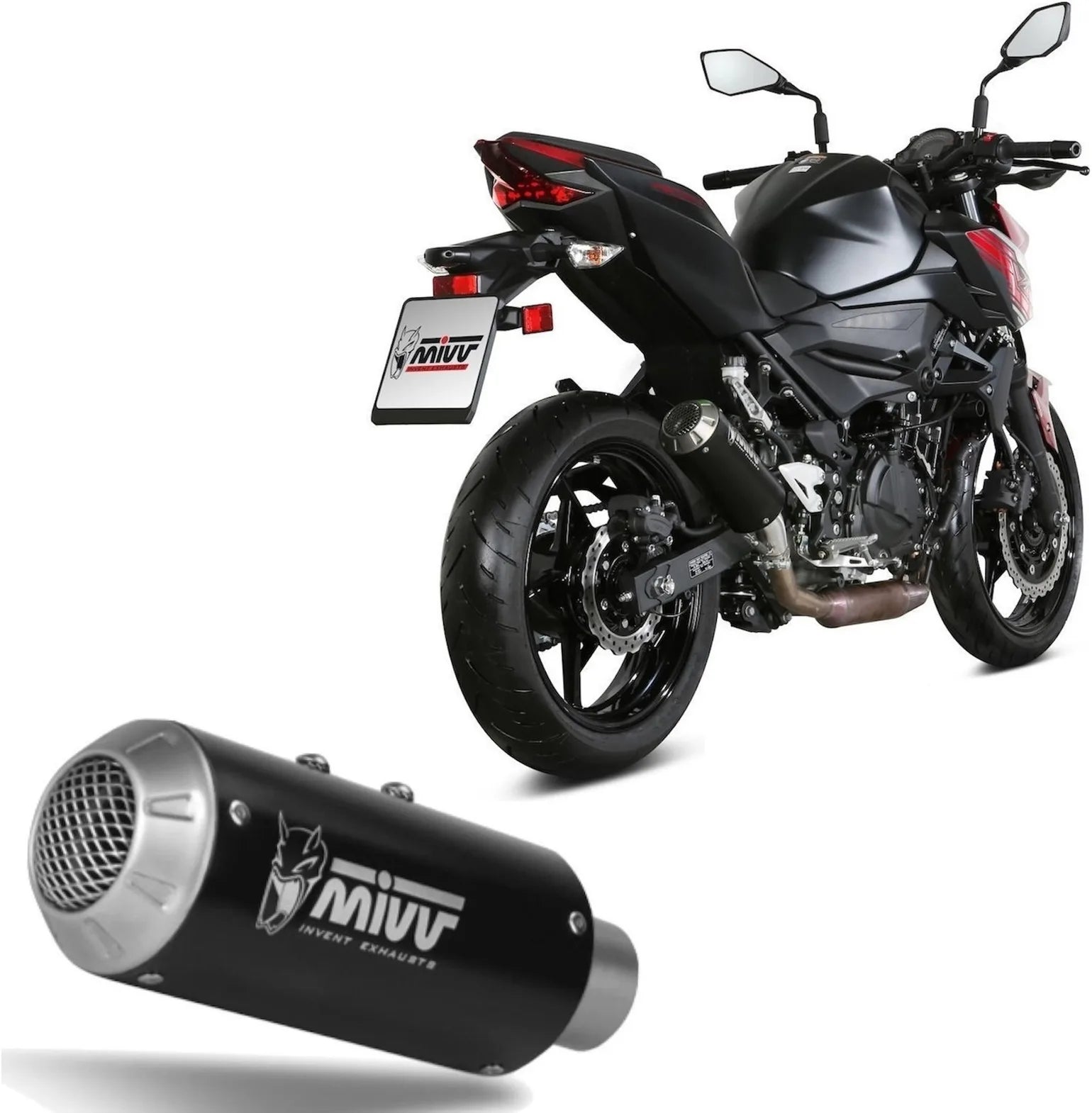 Système D'Échappement Non Catalysé Et Sans Homologation Acoustique Mk3 Acier Noir - Mivv Compatible Avec Kawasaki Z 400 (2019-2023)