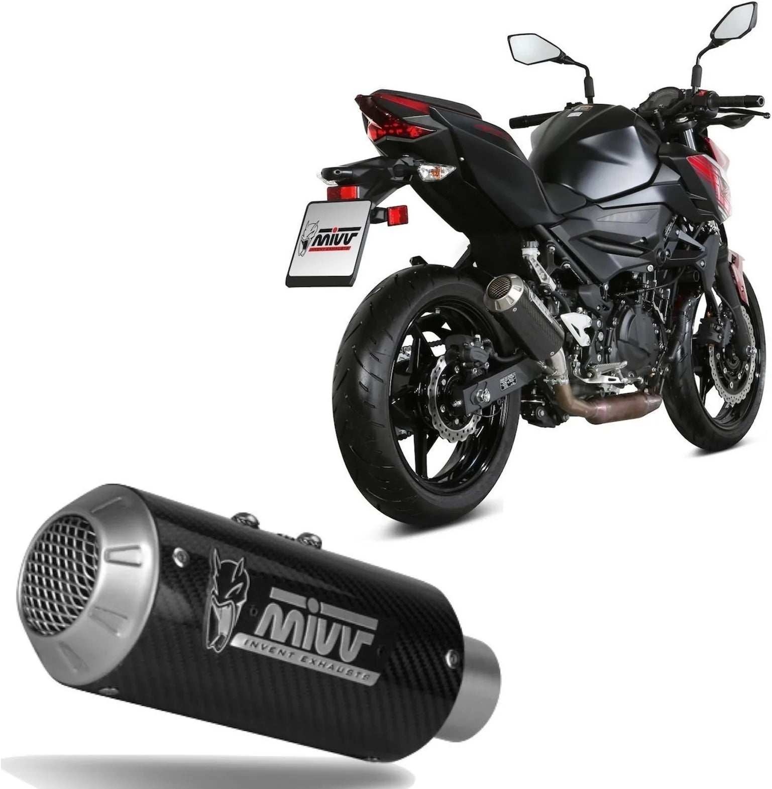 Système D'Échappement Non Catalysé Et Sans Homologation Acoustique Mk3 Carbon - Mivv Compatible Avec Kawasaki Ninja 400 (2018-2020)