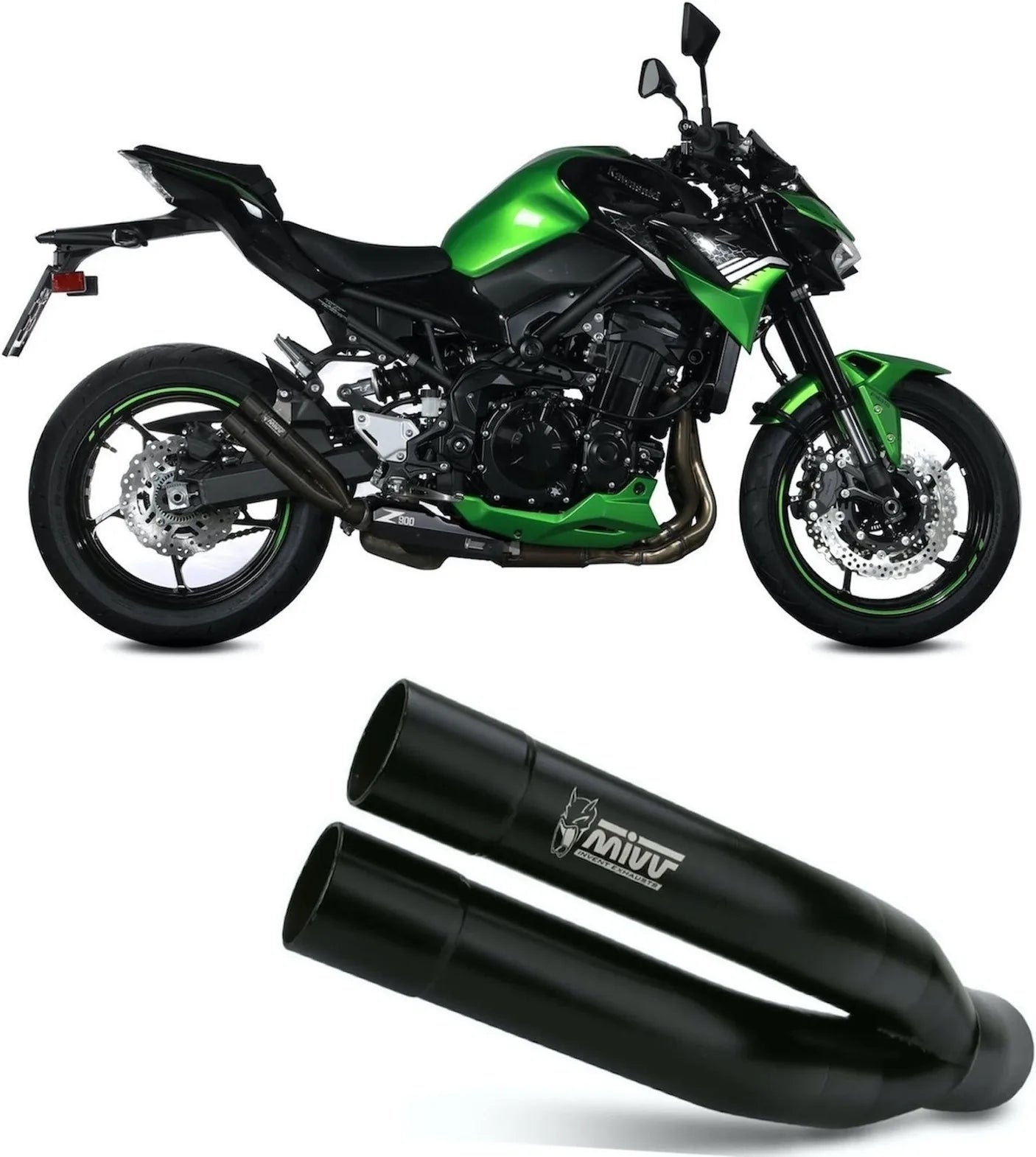 Système D'Échappement Non Catalysé Et Sans Homologation Acoustique Double Gun Acier Noir - Mivv Compatible Avec Kawasaki Z 900 (2020-2024)
