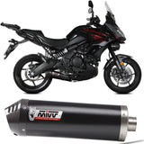 Complete Exhaust System Without Catalytic Converter And Without Sound Certification Oval Steel Black Carbon - Mivv Compatible With Kawasaki Versys 650 (2021-2023)