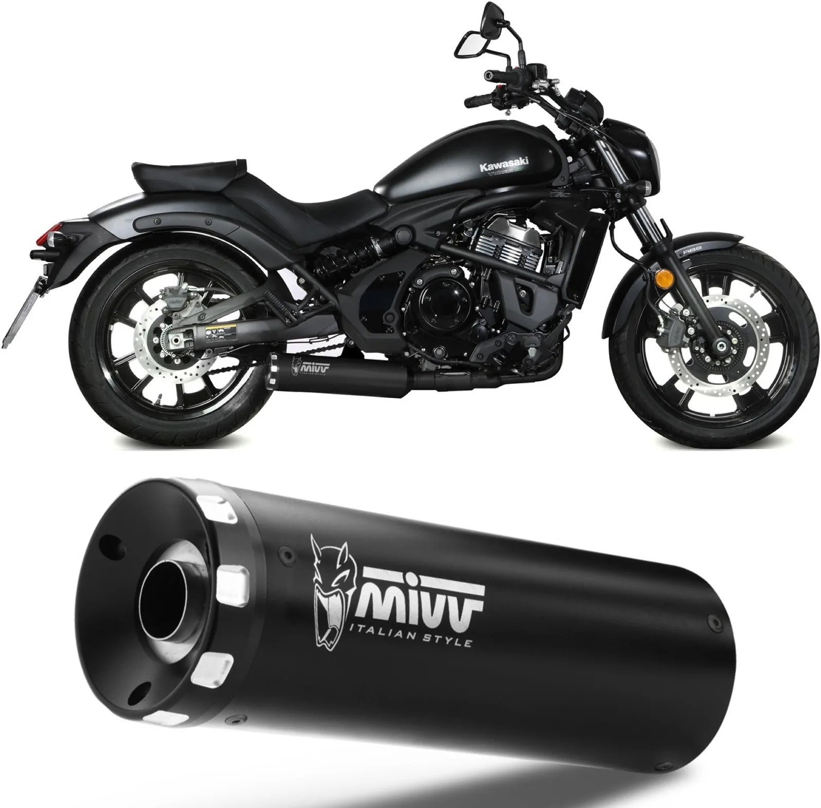 Système D'Échappement Complet Non Catalysé Et Sans Homologation Acoustique Hr-1 Acier Noir - Mivv Compatible Avec Kawasaki Vulcan S (2017-2023)