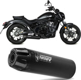 Complete Exhaust System Without Catalytic Converter And Without Sound Certification Hr-1 Steel Black Carbon - Mivv Compatible With Kawasaki Vulcan S (2017-2023)