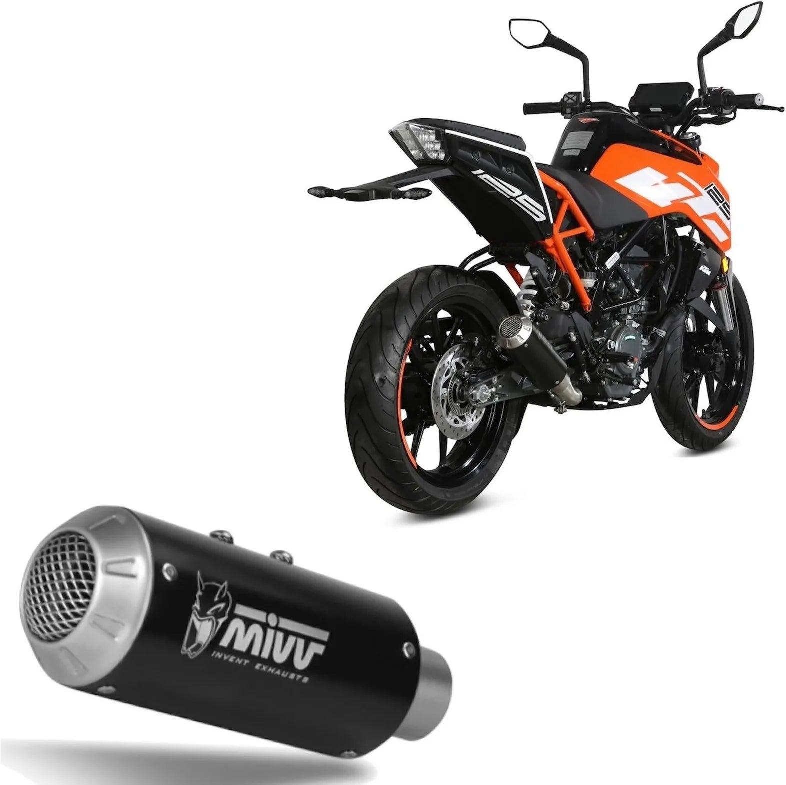Système D'Échappement Non Catalysé Et Sans Homologation Acoustique Mk3 Acier Noir - Mivv Compatible Avec Ktm 125 Duke (2017-2020)