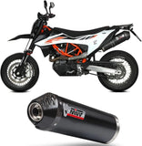 Système D'Échappement Non Catalysé Et Sans Homologation Acoustique Oval Acier Noir Carbon - Mivv Compatible Avec Ktm 690 Smc R (2020-2024)