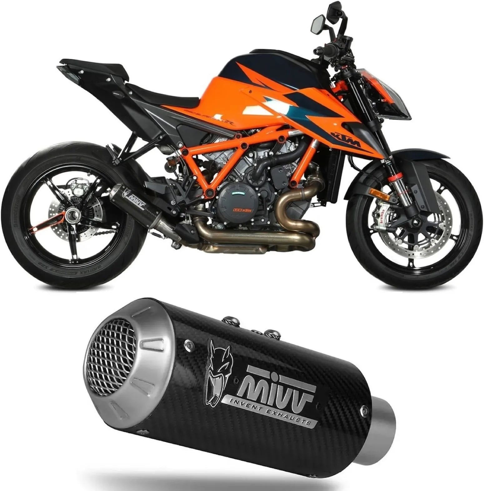 Système D'Échappement Non Catalysé Et Sans Homologation Acoustique Mk3 Carbon - Mivv Compatible Avec Ktm Duke 1290 (2020-2024)