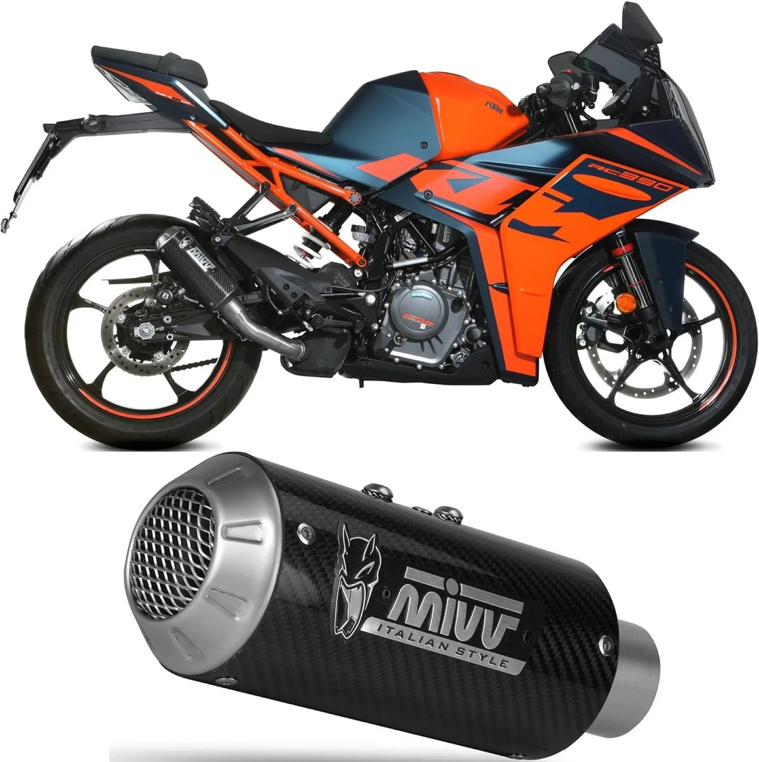Système D'Échappement Non Catalysé Et Sans Homologation Acoustique Mk3 Carbon - Mivv Compatible Avec Ktm Rc 390 (2021-2024)