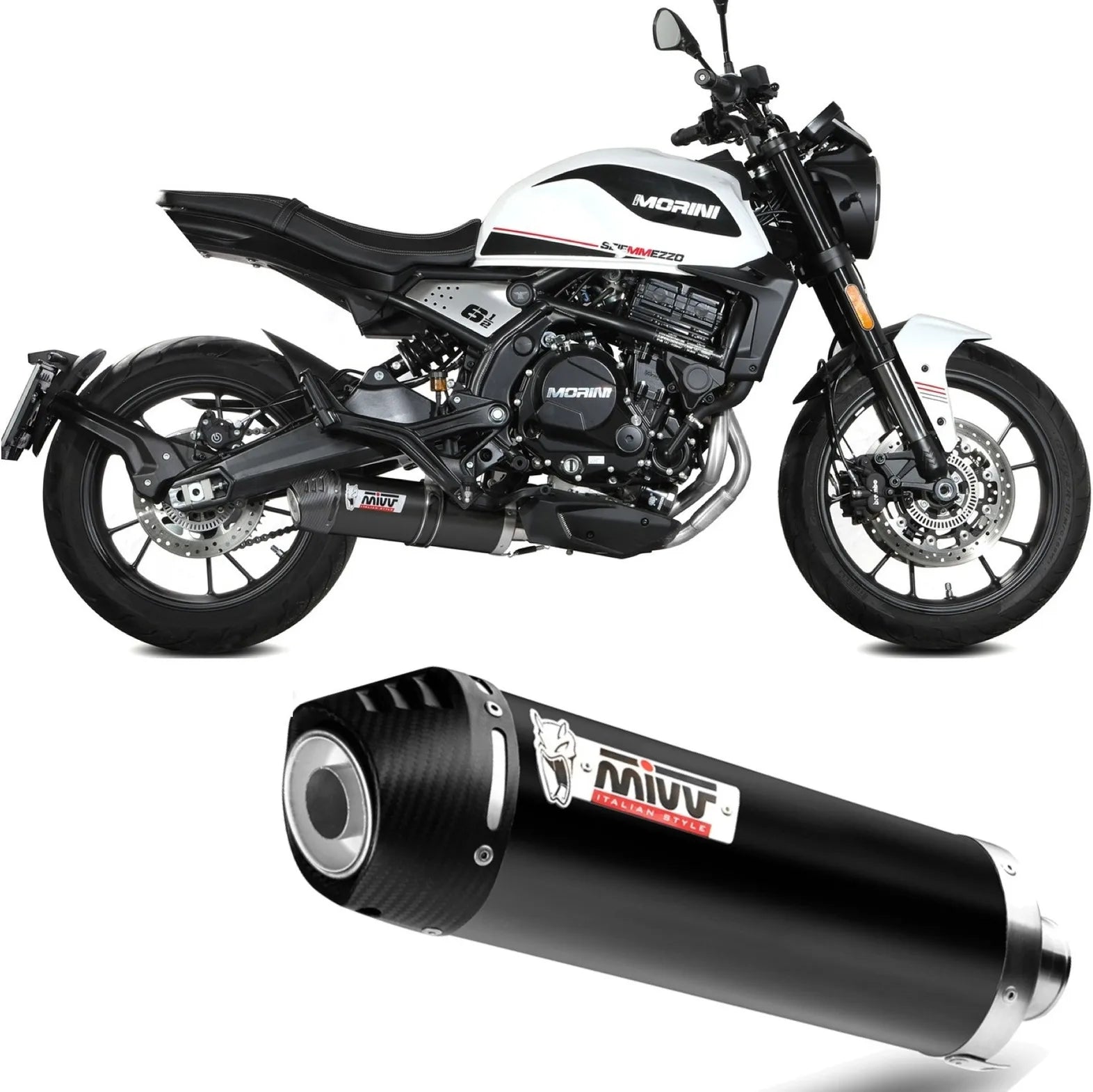 Système D'Échappement Non Catalysé Et Sans Homologation Acoustique Oval Acier Noir Carbon - Mivv Compatible Avec Moto Morini Seiemmezzo Scr 650 (2022-2024)
