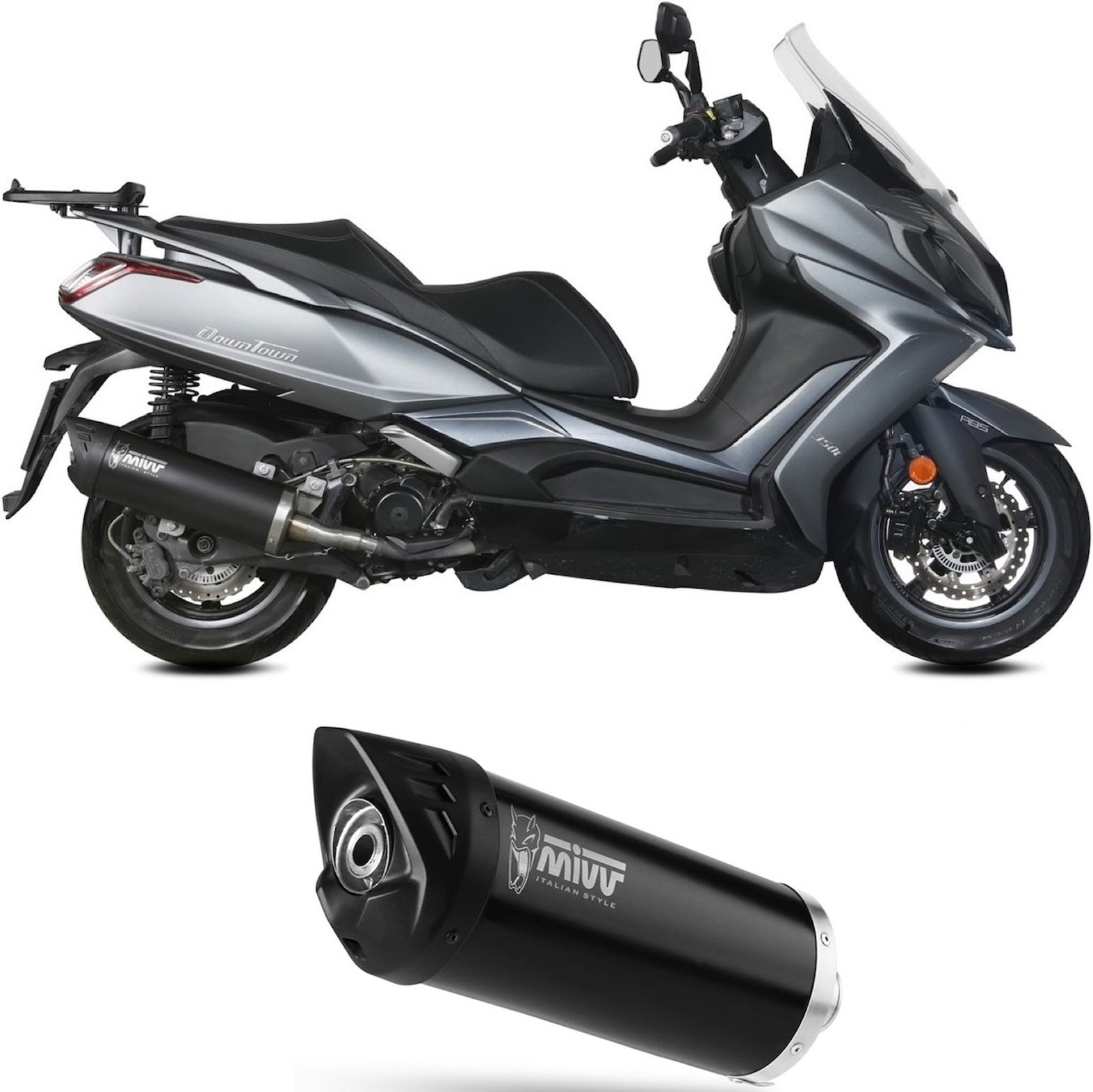 Uncatalysed Exhaust System Without Sound Certification Mover Steel Black - Mivv Compatible With Kymco Downtown 350 (2016-2020)