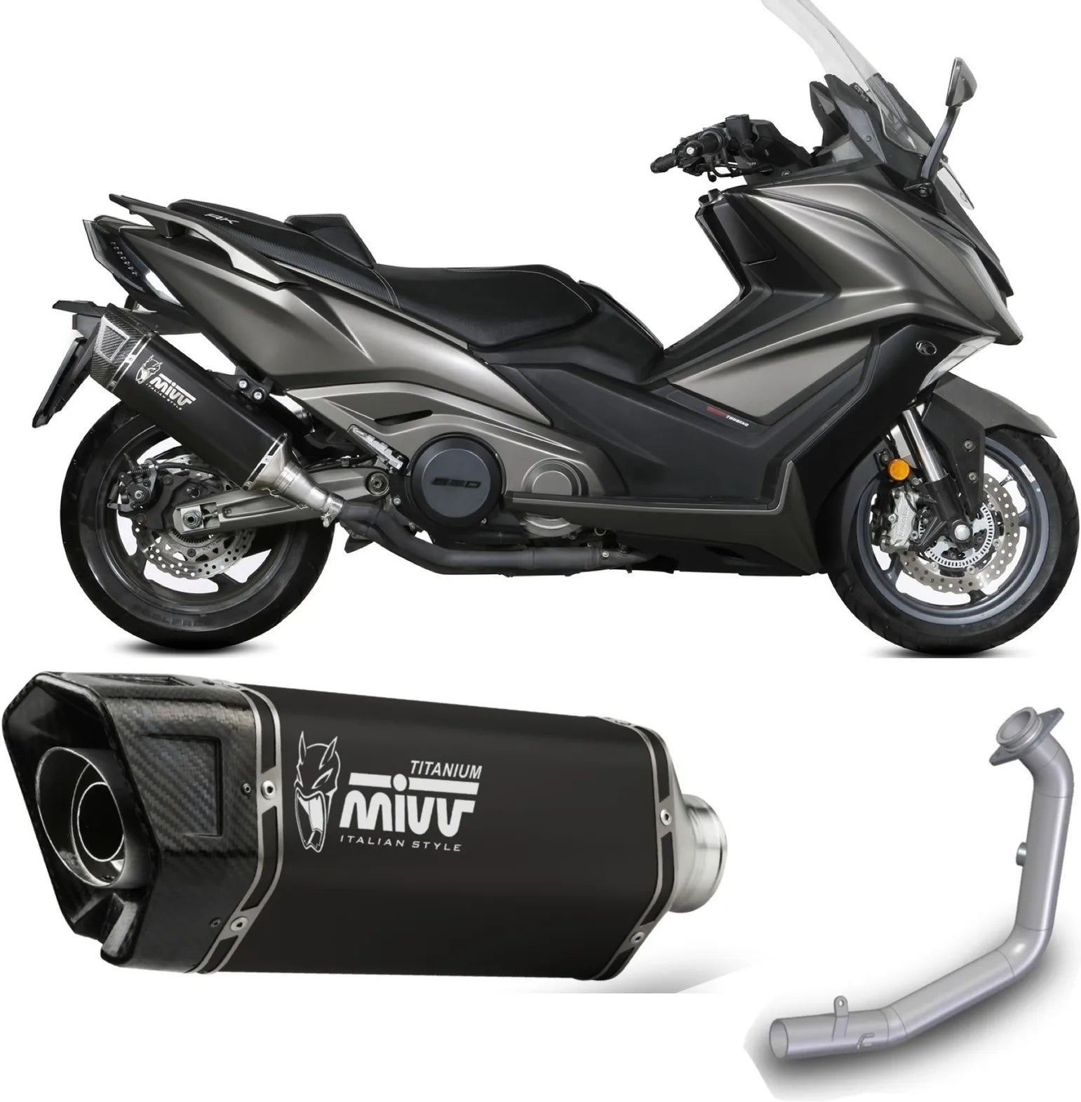 Système D'Échappement Catalytique Avec Homologation Acoustique Sr-1 Titanium Noir - Mivv Compatible Avec Kymco Ak 550 (2021-2024)