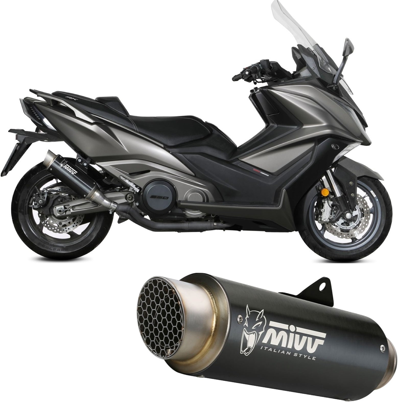 Uncatalysed Exhaust System Without Sound Certification Gppro Steel Black - Mivv Compatible With Kymco Ak 550 (2021-2024)