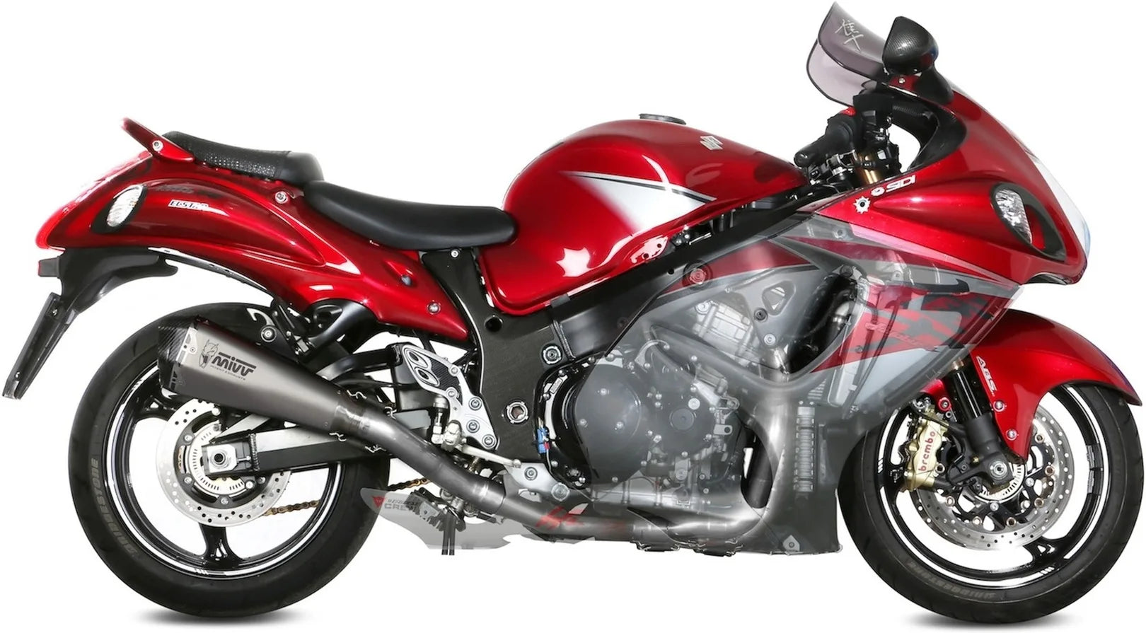 Système D'Échappement Complet Non Catalysé Et Sans Homologation Acoustique Delta Race Full Titanium Carbon - Mivv Compatible Avec Suzuki Gsx-R 1300 Hayabusa (2008-2017)