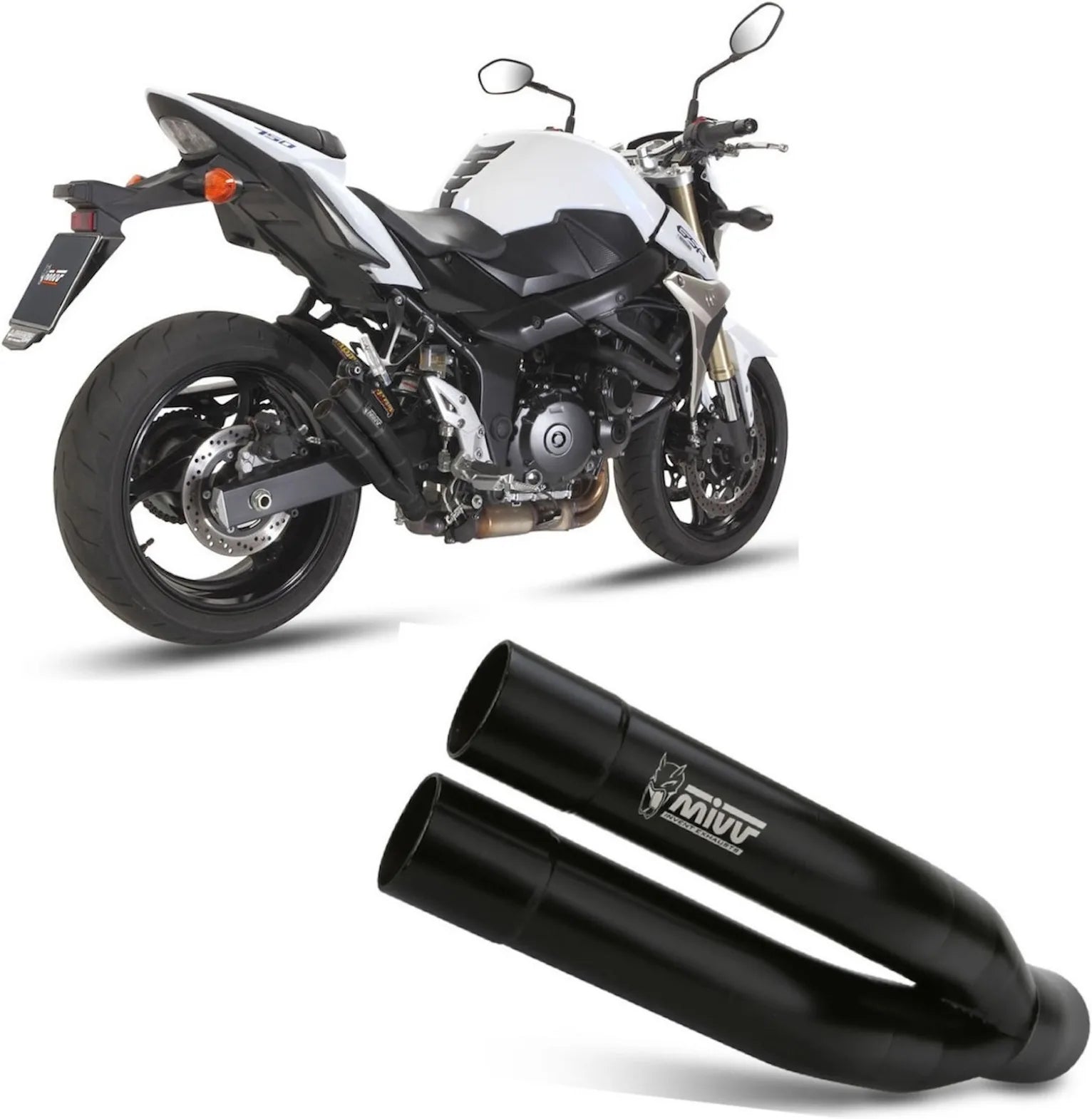 Système D'Échappement Non Catalysé Et Sans Homologation Acoustique Double Gun Acier Noir - Mivv Compatible Avec Suzuki Gsr 750 (2011-2016)