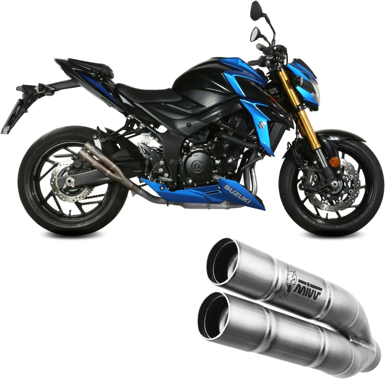 Système D'Échappement Non Catalysé Et Sans Homologation Acoustique Double Gun Acier - Mivv Compatible Avec Suzuki Gsx-S 750 (2017-2020)
