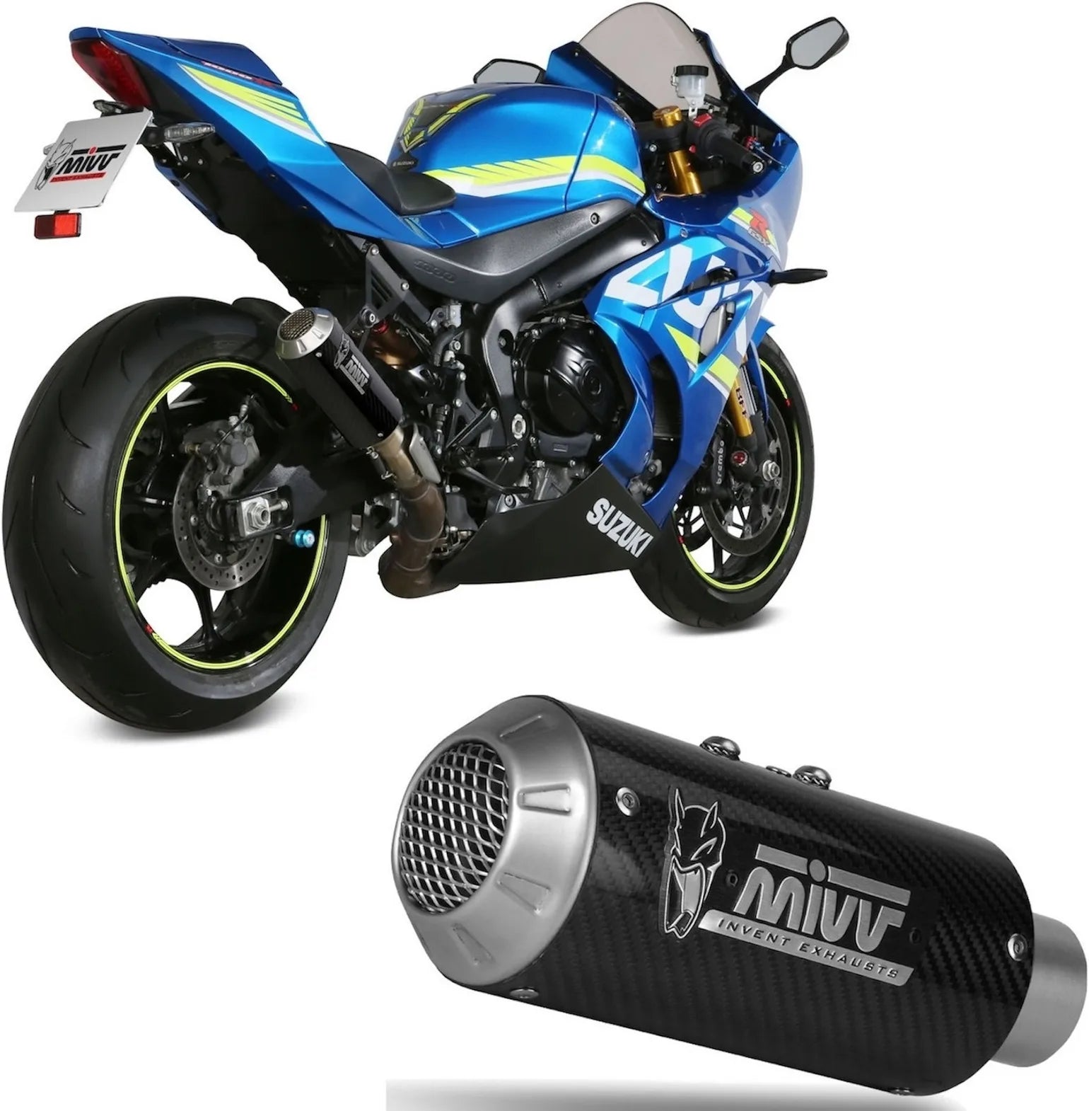 Système D'Échappement Non Catalysé Et Sans Homologation Acoustique Mk3 Carbon - Mivv Compatible Avec Suzuki Gsx-R 1000 (2017-2020)