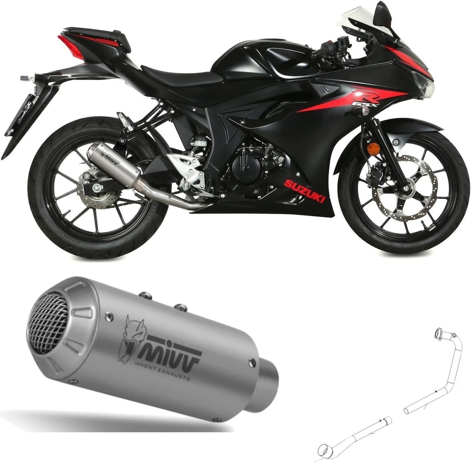 Système D'Échappement Complet Non Catalysé Et Sans Homologation Acoustique Mk3 Acier - Mivv Compatible Avec Suzuki Gsx-S 125 (2017-2020)