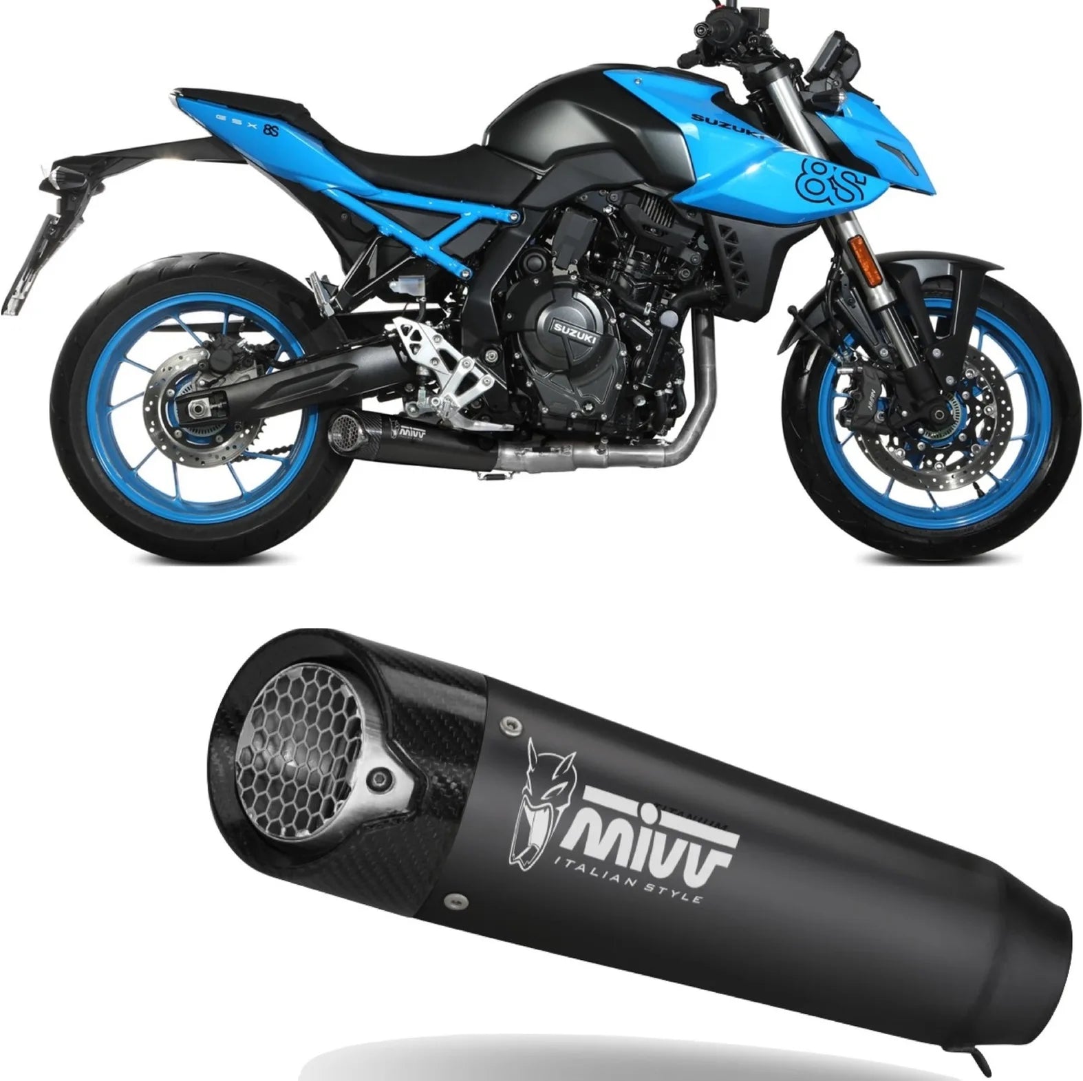Système D'Échappement Complet Non Catalysé Et Sans Homologation Acoustique X-M5 Acier Noir Carbon - Mivv Compatible Avec Suzuki Gsx 8S (2022-2024)