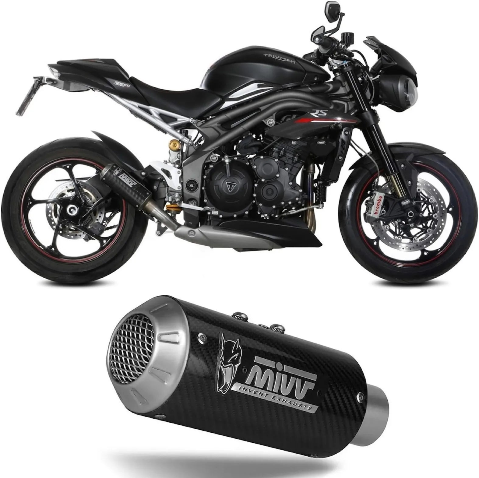 Système D'Échappement Non Catalysé Et Sans Homologation Acoustique Mk3 Carbon - Mivv Compatible Avec Triumph Speed Triple R - S (2018-2020)