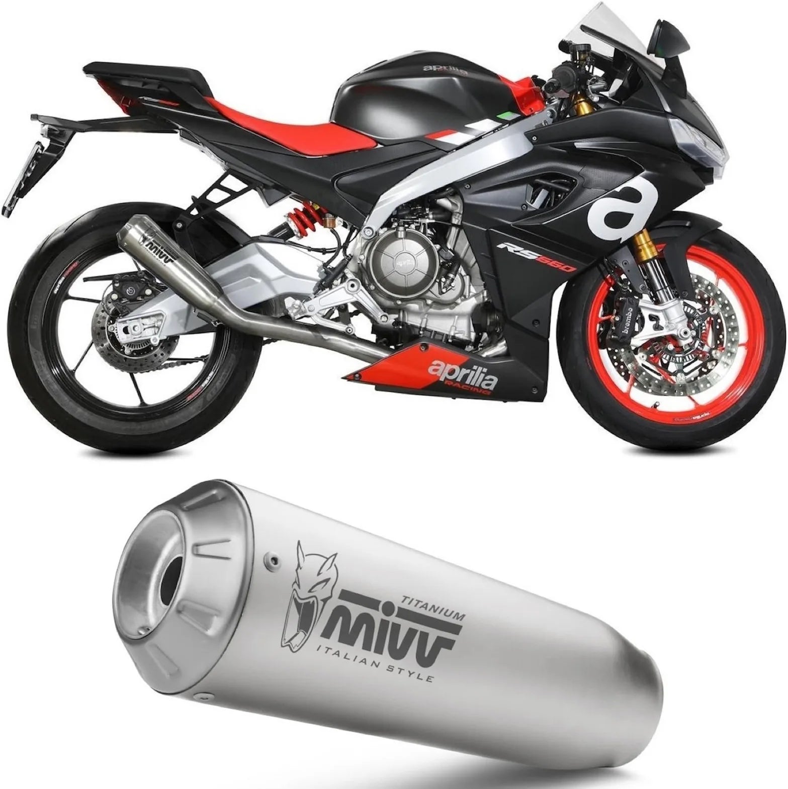 Système D'Échappement Complet Non Catalysé Et Sans Homologation Acoustique X-M1 Titanium - Mivv Compatible Avec Aprilia Rs 660 (2020-2024)