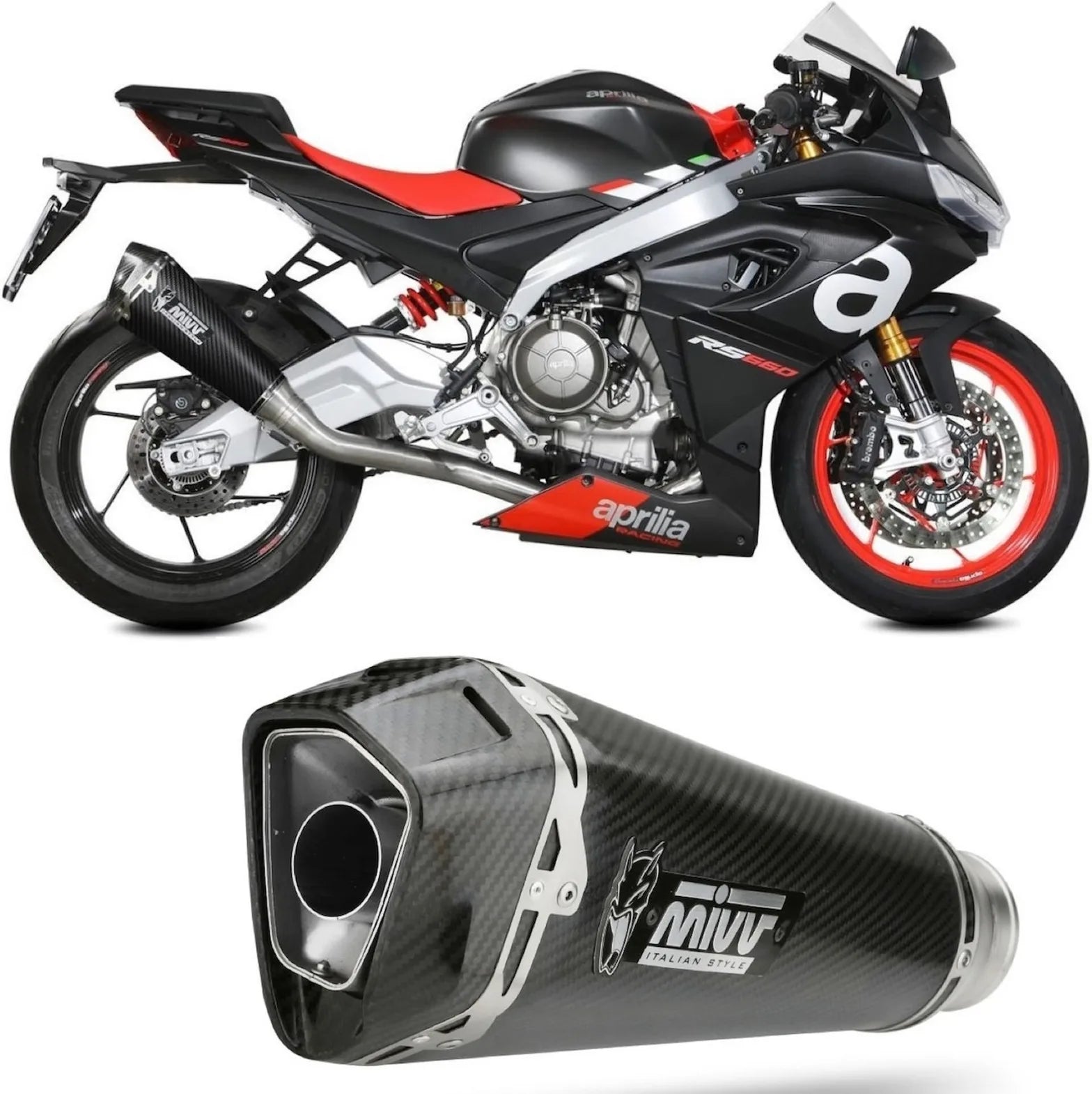 Système D'Échappement Complet Non Catalysé Et Sans Homologation Acoustique Delta Race Carbon Carbon - Mivv Compatible Avec Aprilia Tuono 660 (2021-2024)