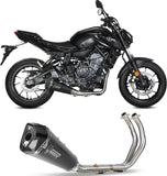 Système D'Échappement Complet Non Catalysé Et Sans Homologation Acoustique Delta Race Acier Noir Carbon - Mivv Compatible Avec Yamaha Fz-07 (2021-2024)