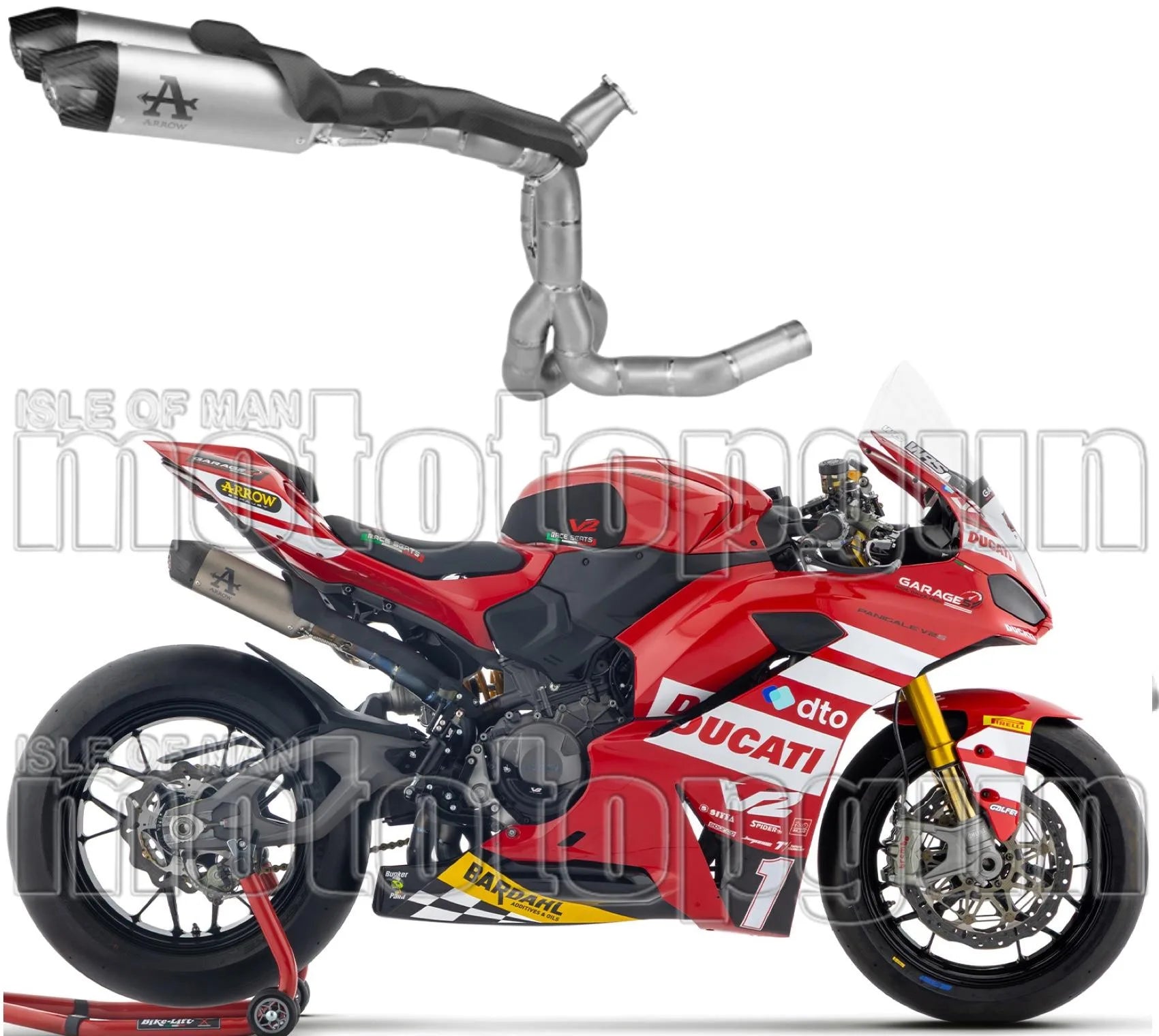 Système D'Échappement Complet Non Catalysé Et Sans Homologation Acoustique Round Competition Titanium Embout Carby - Arrow Special Parts Compatible Avec Ducati Panigale V2 / S (2025-2026)