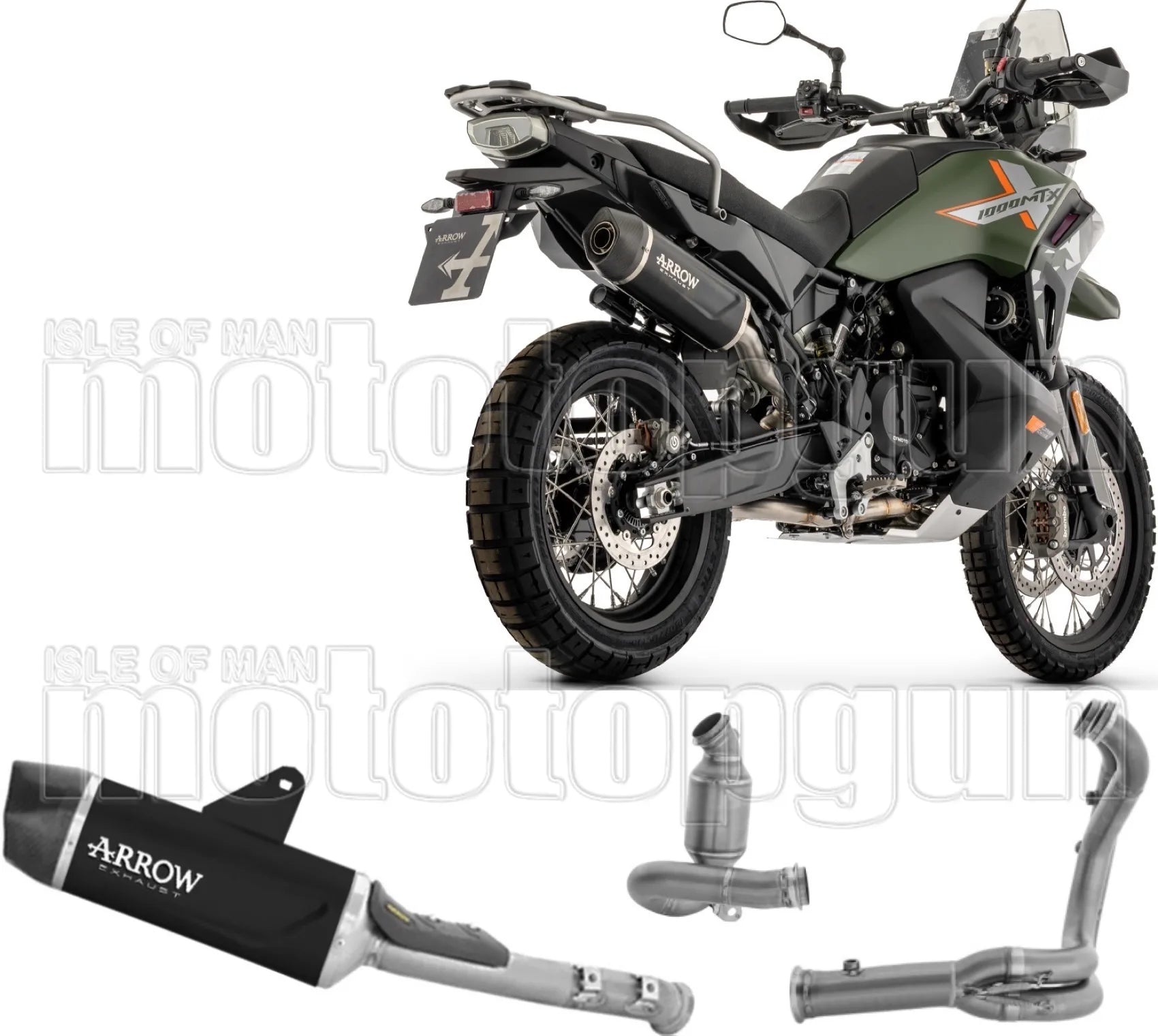 Système D'Échappement Complet Sans Catalyseur Et Homologué Au Niveau Sonore Indy-Race Evo Corps En Aluminium Noir Et Embout En Carbone - Arrow Special Parts Compatible Avec Cfmoto 1000 Mt-X (2026)
