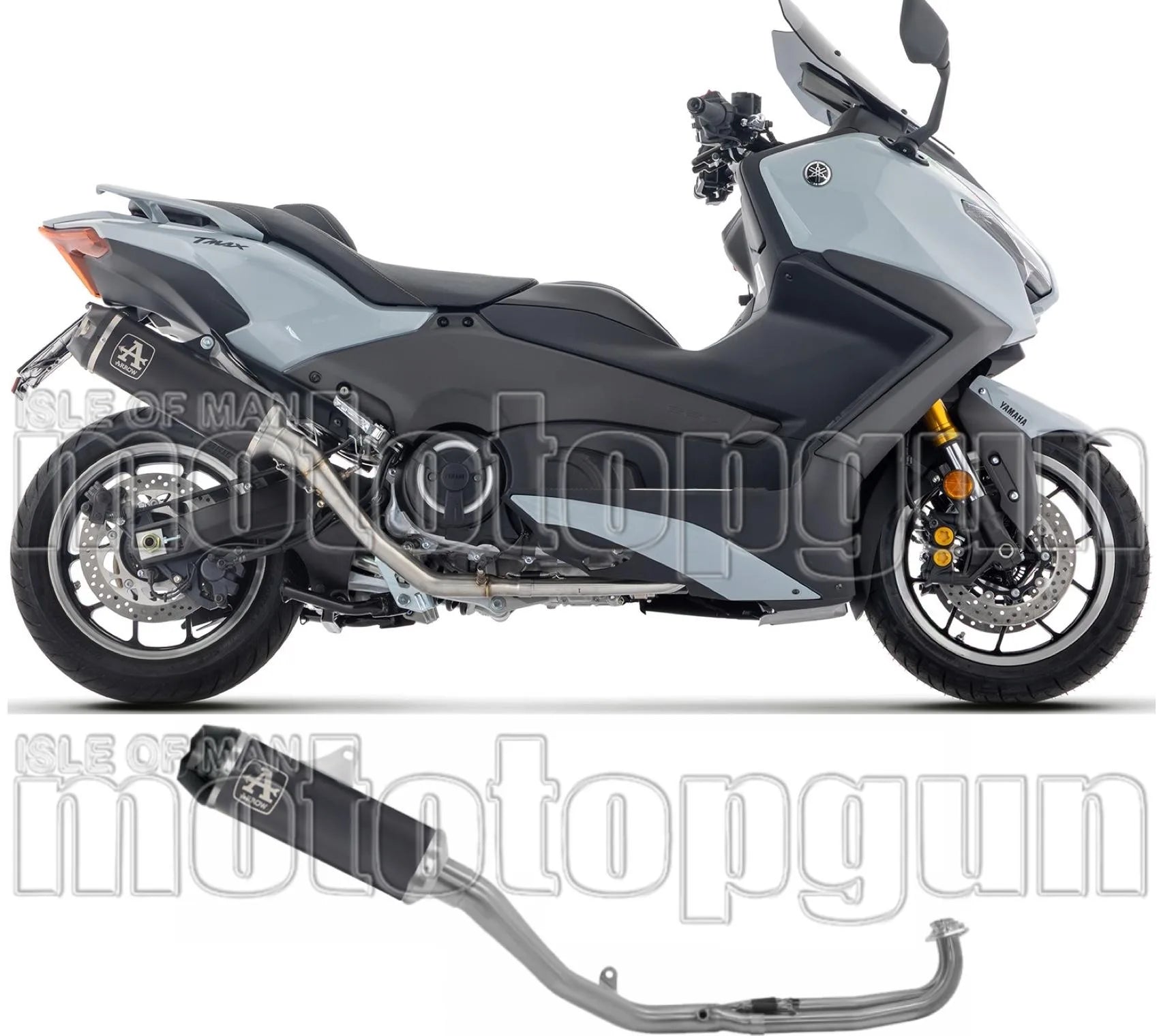 Système D'Échappement Complet Non Catalysé Et Sans Homologation Acoustique Indy-Race Titanium Noir Embout Carby - Arrow Special Parts Compatible Avec Yamaha T-Max 560 (2025-2026)