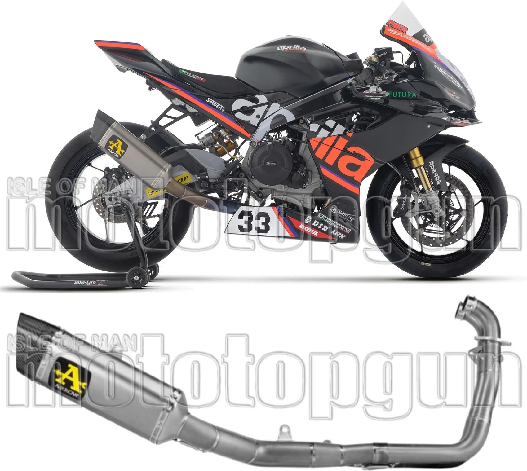 Système D'Échappement Complet Non Catalysé Et Sans Homologation Acoustique Pista Competition Sport Bike Titanium Embout Carby - Arrow Special Parts Compatible Avec Aprilia Rs 660 (2025-2026)