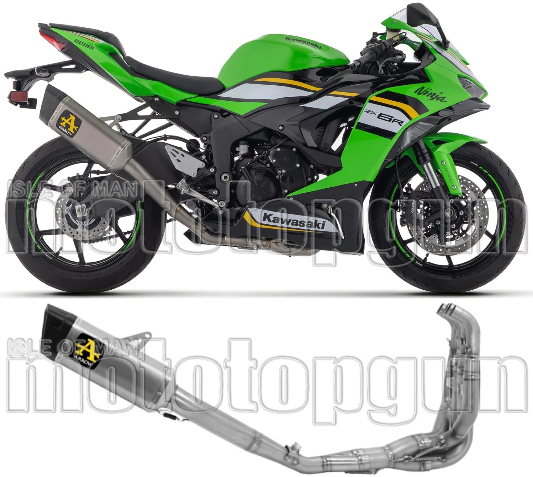 Système D'Échappement Complet Non Catalysé Et Sans Homologation Acoustique Pista Competition Titanium Carbon - Arrow Special Parts Compatible Avec Kawasaki Zx 6R 636 (2024-2026)