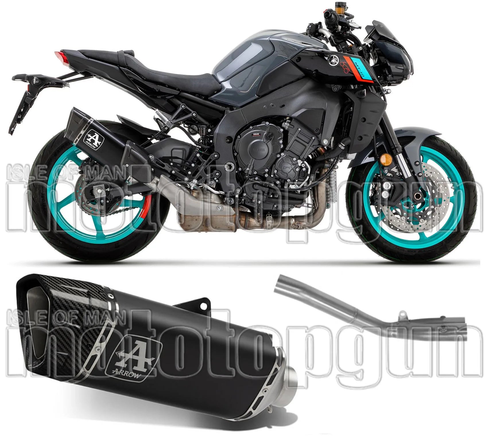 Système D'Échappement Complet Non Catalysé Et Sans Homologation Acoustique Pista Titanium Noir Carbon - Arrow Special Parts Compatible Avec Yamaha Mt-10 (2022-2024)