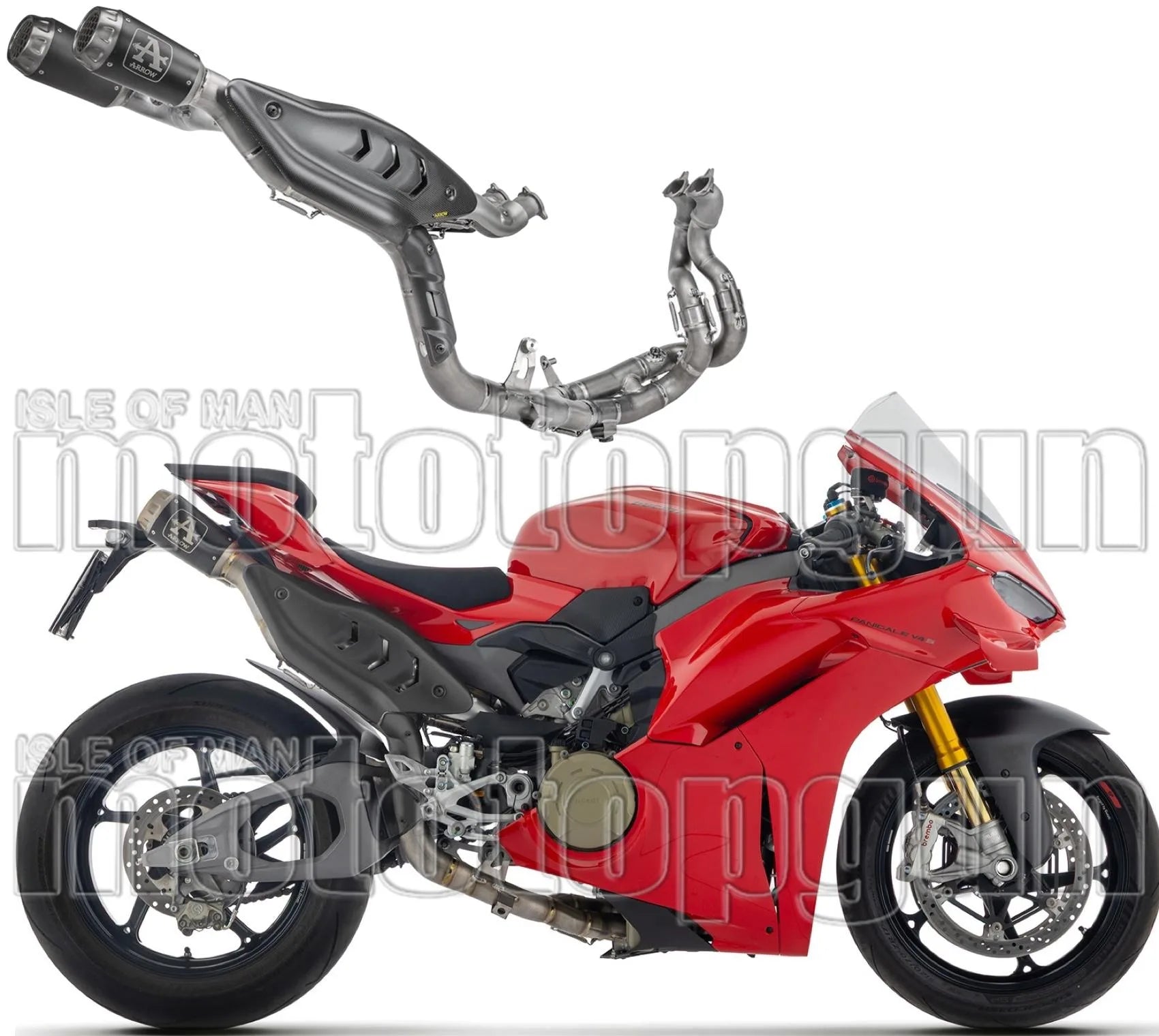 Système D'Échappement Complet Non Catalysé Et Sans Homologation Acoustique Pro-Race Competition Evo Titanium Noir Embout Net - Arrow Special Parts Compatible Avec Ducati Panigale V4 (2025-2026)