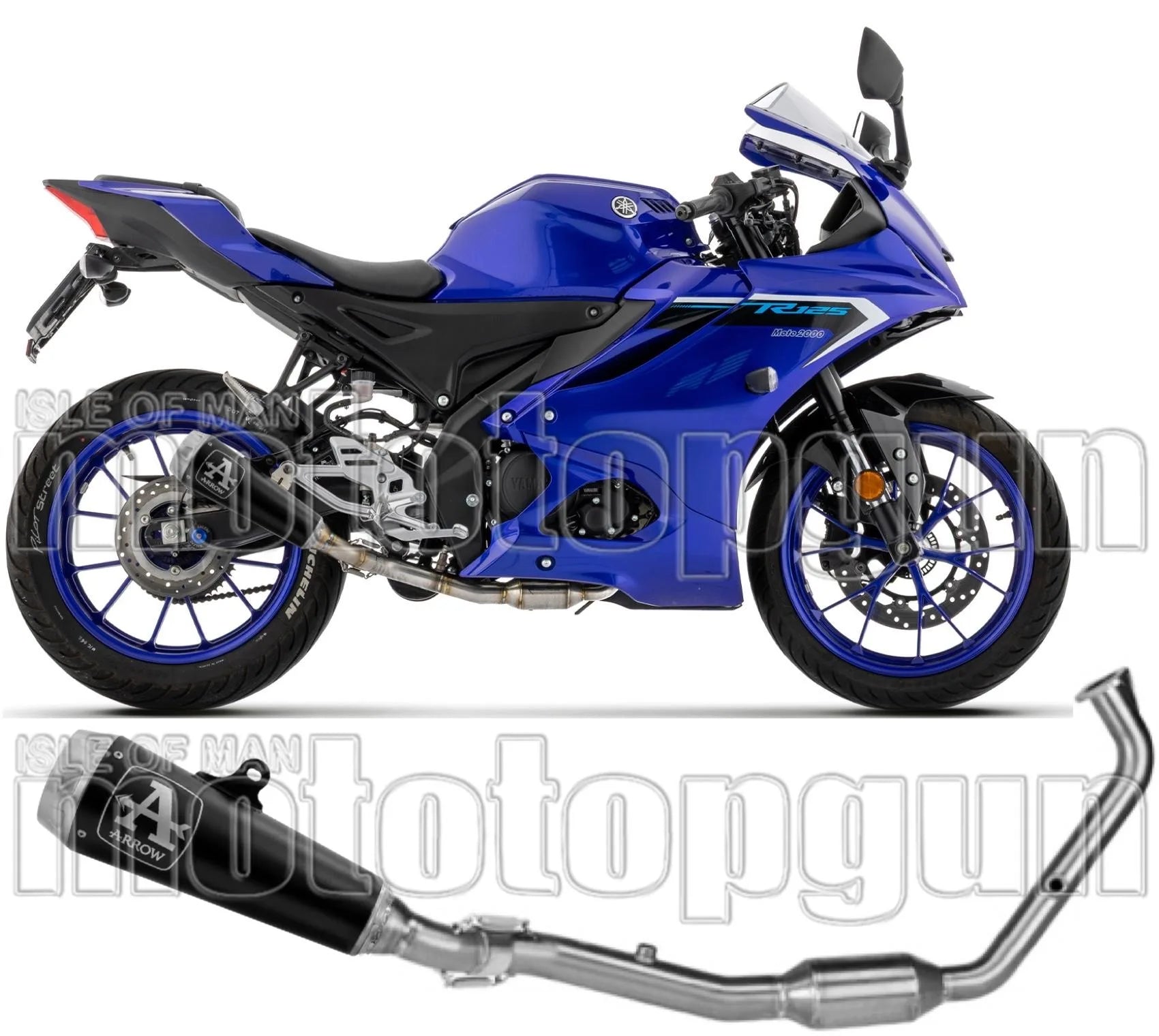 Système D'Échappement Complet Non Catalysé Et Sans Homologation Acoustique Pro-Race Nichrom Noir Embout Acier - Arrow Special Parts Compatible Avec Yamaha Mt-125 (2025-2026)