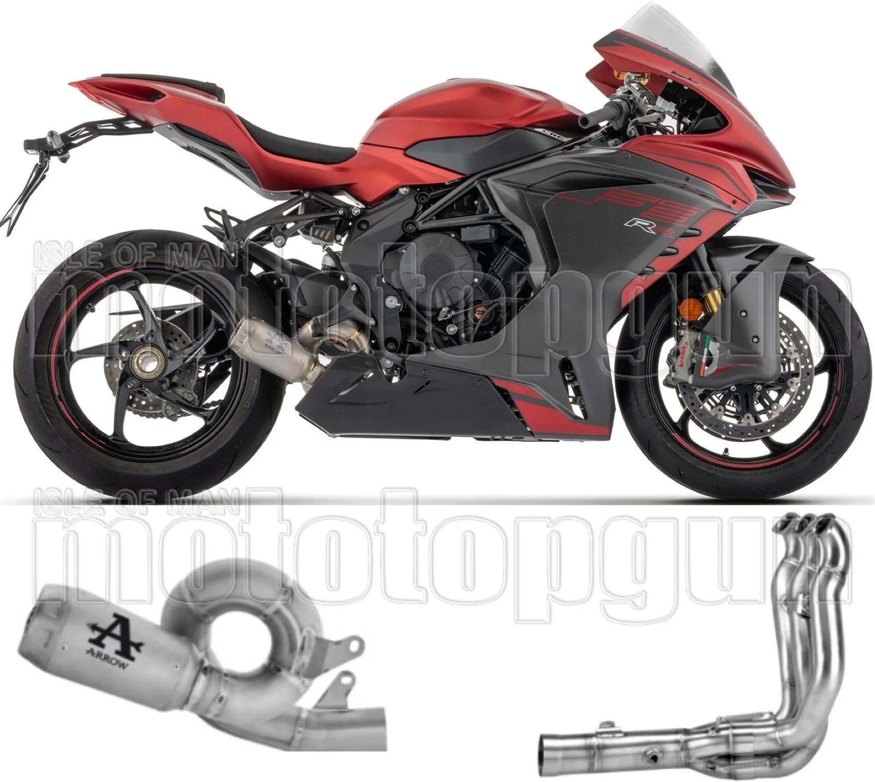 Système D'Échappement Complet Non Catalysé Et Sans Homologation Acoustique Pro-Race Corps En Titane Et Embout En Titane - Arrow Special Parts Compatible Avec Mv Agusta F3 800 (2022-2026)