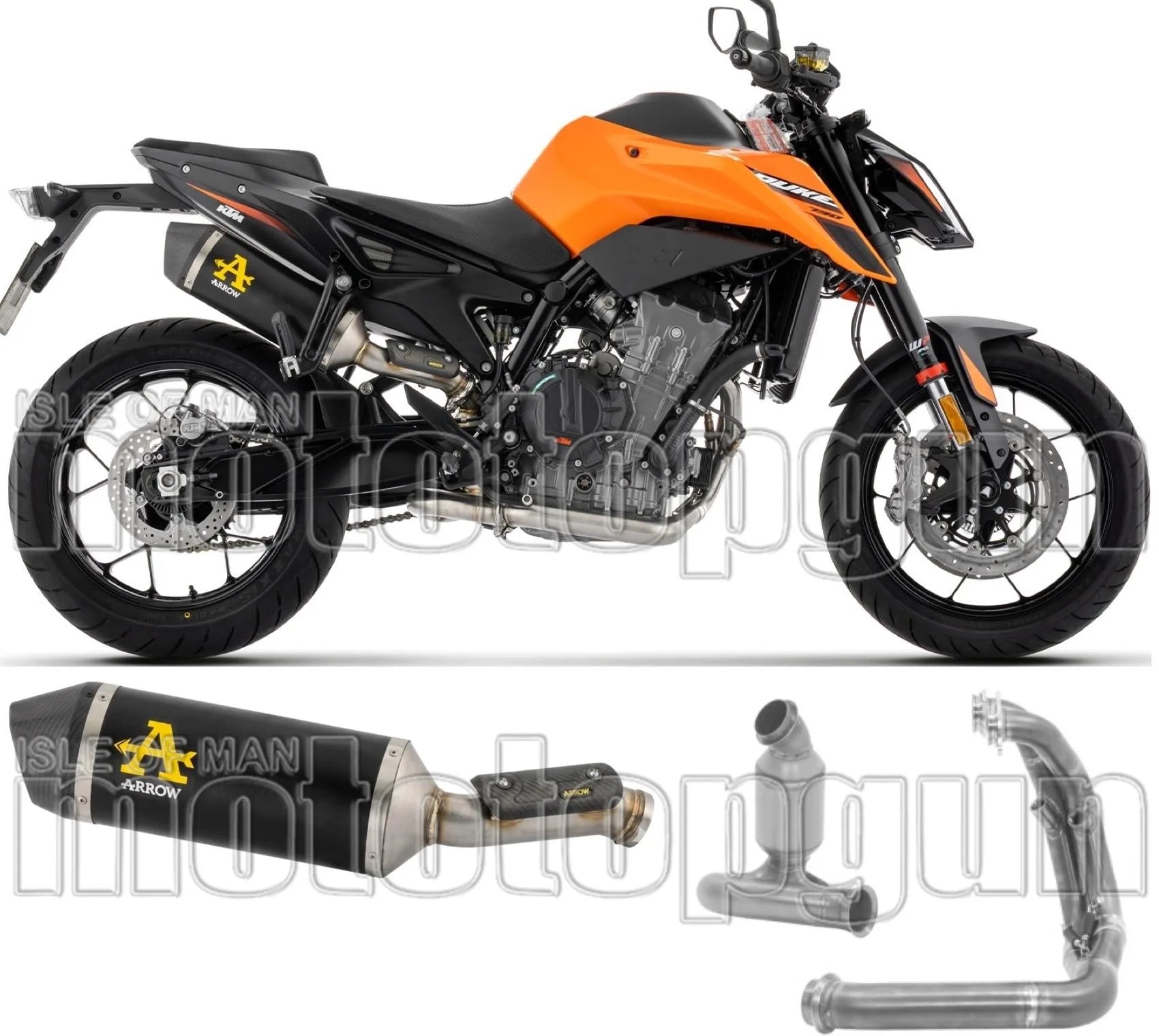 Système D'Échappement Complet Non Catalysé Et Sans Homologation Acoustique Race-Tech Aluminium Noir Embout Carby - Arrow Special Parts Compatible Avec Ktm 790 Duke (2025-2026)