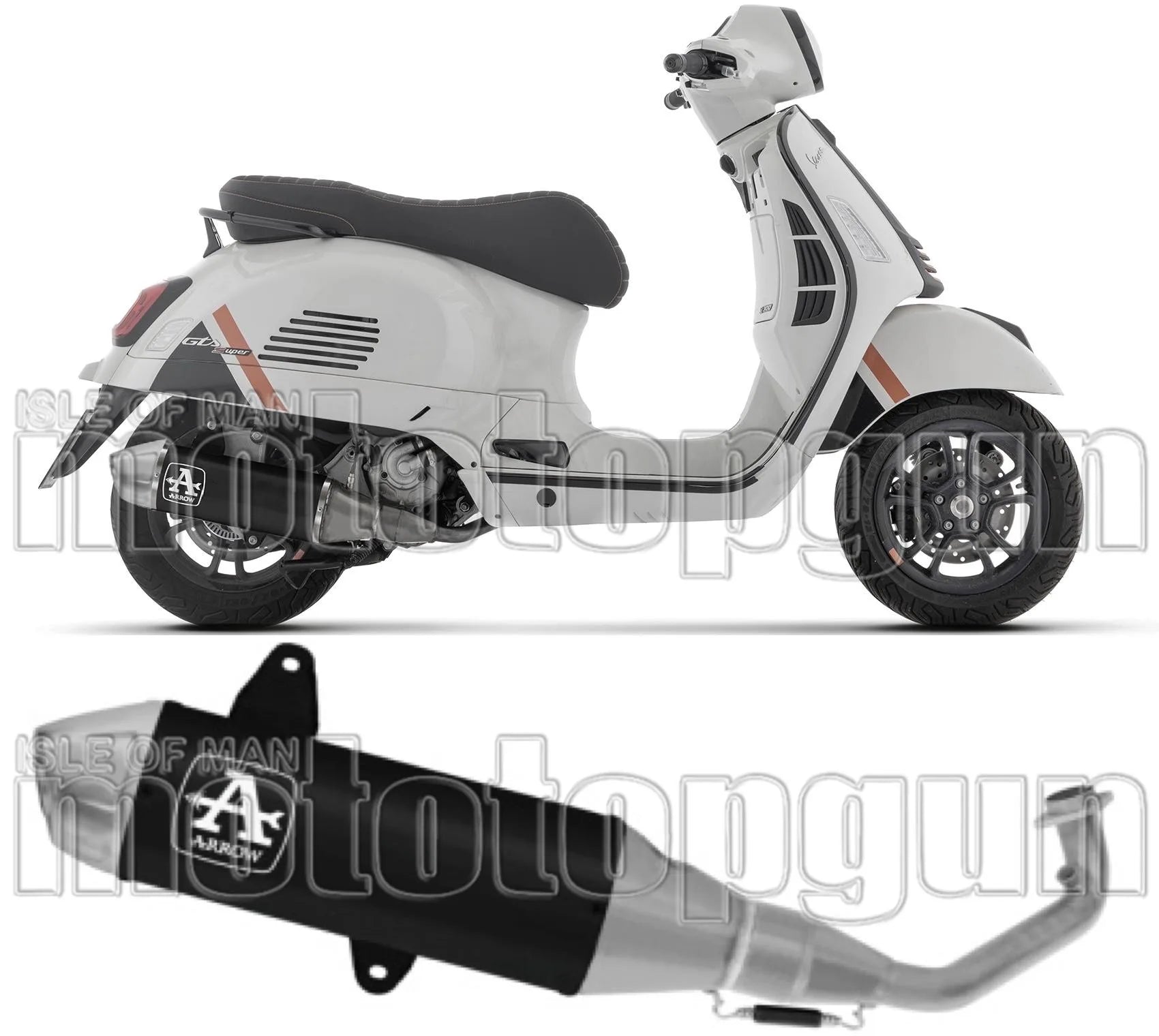 Système D'Échappement Complet Non Catalysé Et Sans Homologation Acoustique Urban Aluminium Noir Embout Acier - Arrow Special Parts Compatible Avec Piaggio Vespa Gts 310 (2025-2026)