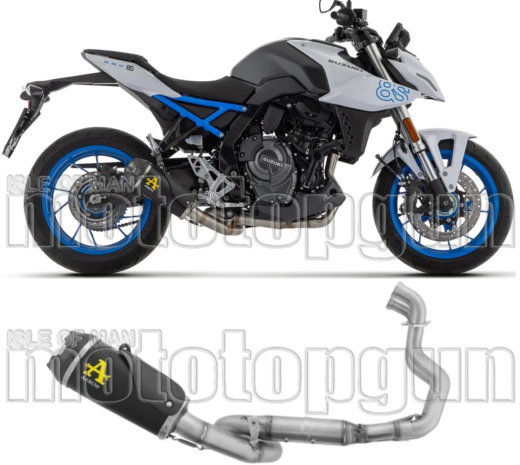 Système D'Échappement Complet Non Catalysé Et Sans Homologation Acoustique Works Acier Noir Embout Carby - Arrow Special Parts Compatible Avec Suzuki Gsx 8R (2024-2026)