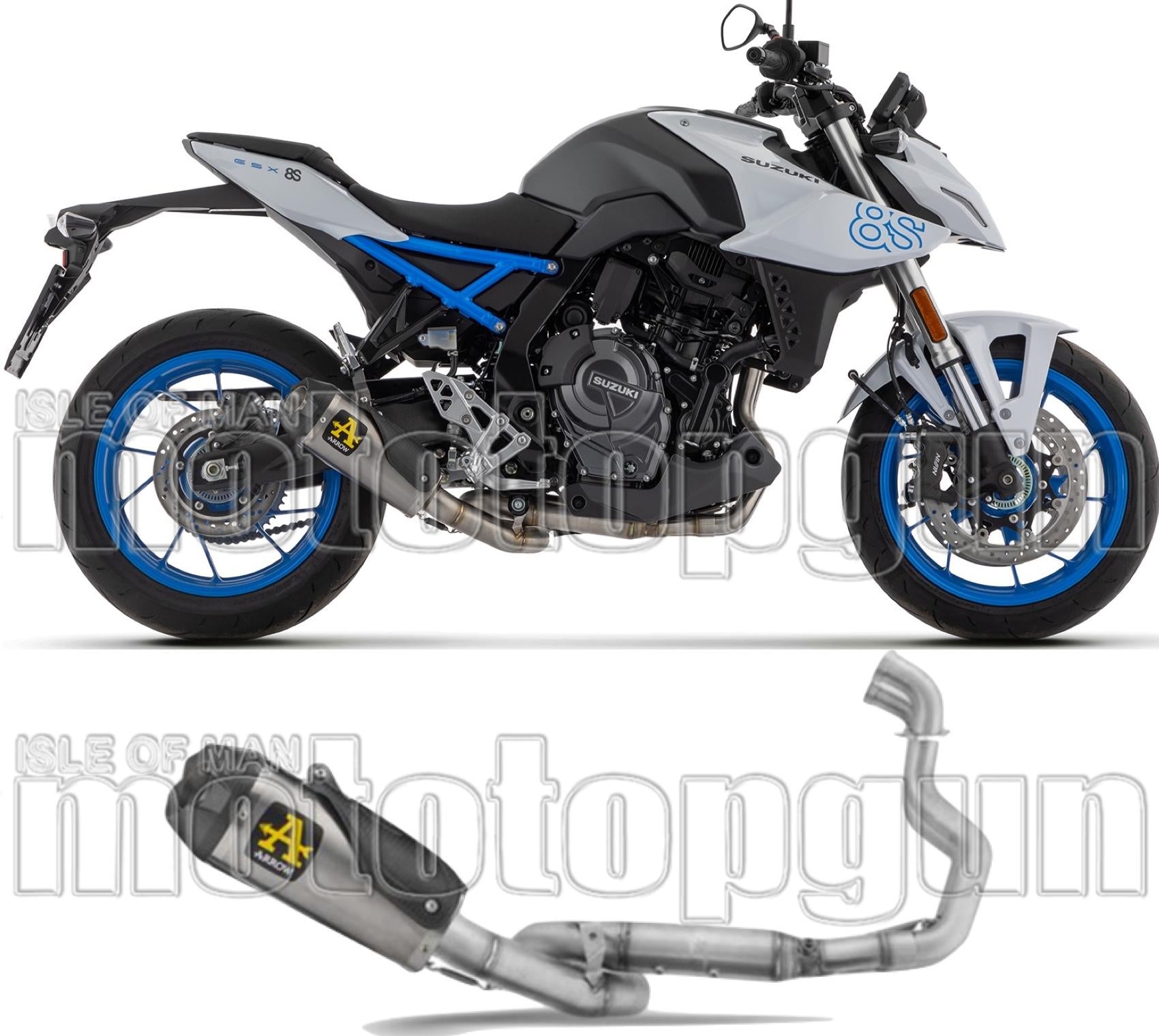 Complete Exhaust System Without Catalytic Converter And Without Sound Certification Works Black Stainless Steel Carby End Cap - Arrow Special Parts Compatible With Suzuki Gsx 8S (2024-2025)