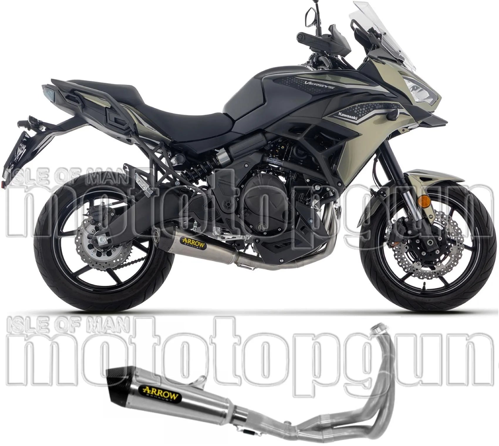 Système D'Échappement Complet Non Catalysé Et Sans Homologation Acoustique X-Kone Titanium Noir Embout Carby - Arrow Special Parts Compatible Avec Kawasaki Versys 650 (2025-2026)