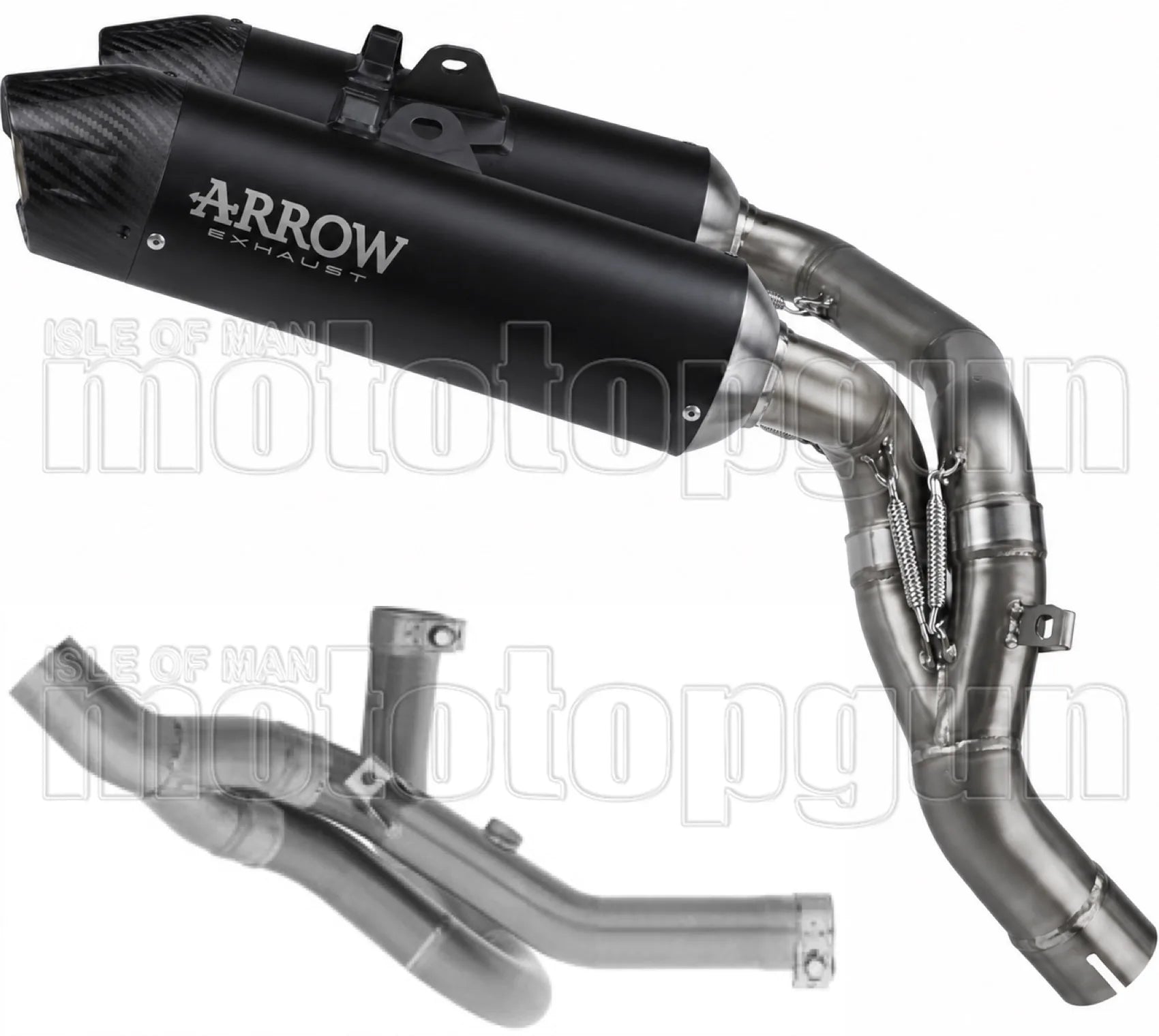 Système D'Échappement Non Catalysé Et Sans Homologation Acoustique Round Corps En Titane Noir Et Embout En Carbone - Arrow Special Parts Compatible Avec Ducati Hypermotard V2 (2026)